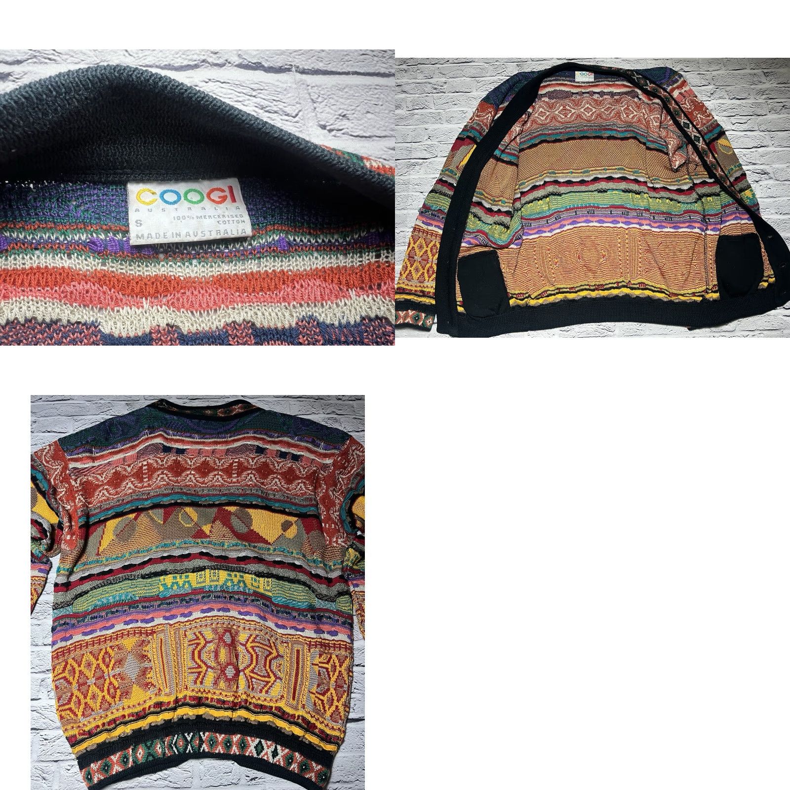 VINTAGE COOGI Cardigan Sweater Unisex Adults Small 100% Cotton 
