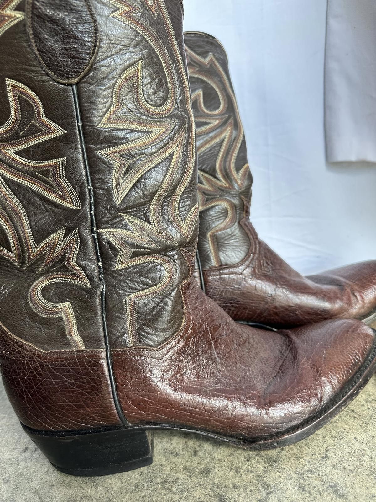 Other Vintage Owner Made Crown Cowboy Boots - Rich Brown Leather Size US 11 / EU 44 - 6 Thumbnail
