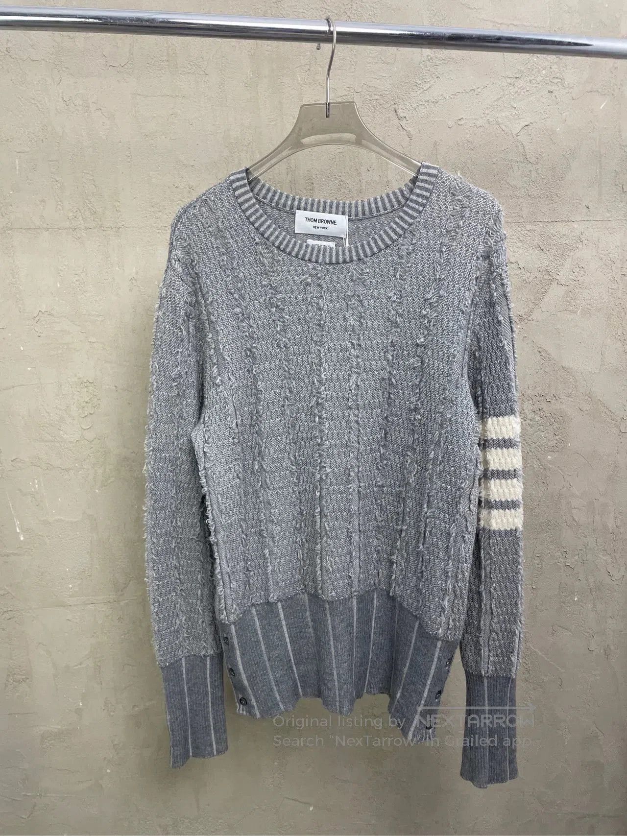 Thom Browne Thom Browne Gray Stripe Fringe Wool Sweater. Size US M / EU 48-50 / 2 - 1 Thumbnail