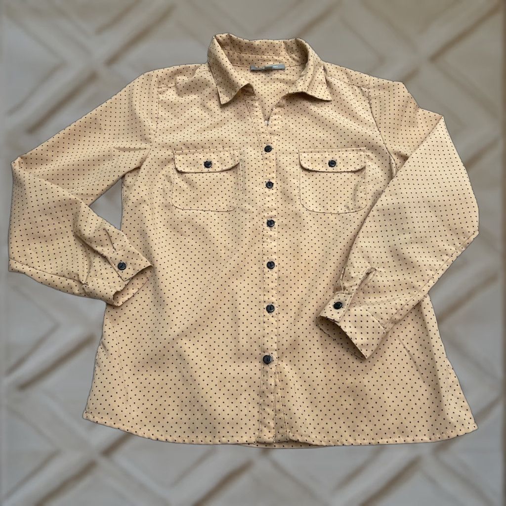 Vintage NY Collection Polka Dot Button Up Shirt Womens PS Brown Long Sleeve Casual Top Size S / US 4 / IT 40 - 1 Thumbnail