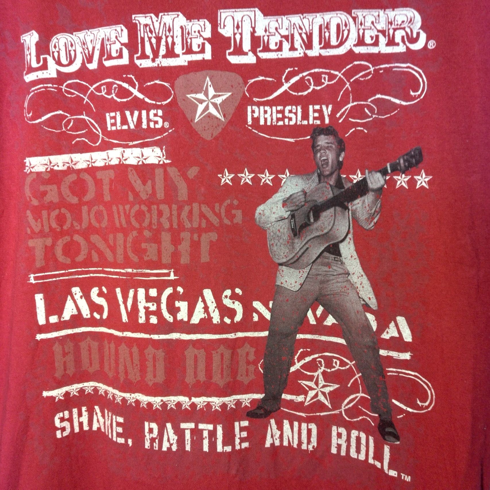 Vintage Elvis Presley Shirt M Men Red Maroon Love Me Tender Las Vegas Shake Rattle And Roll Rock N Roll T-Shirt Crew Neck Short Sleeve Regular Fit Graphic Size US M / EU 48-50 / 2 - 2 Thumbnail