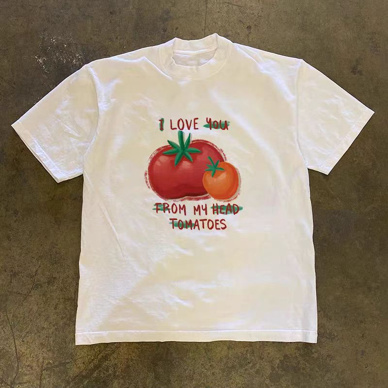 Vintage White casual retro tomato print cotton t-shirt Size US M / EU 48-50 / 2 - 1 Thumbnail