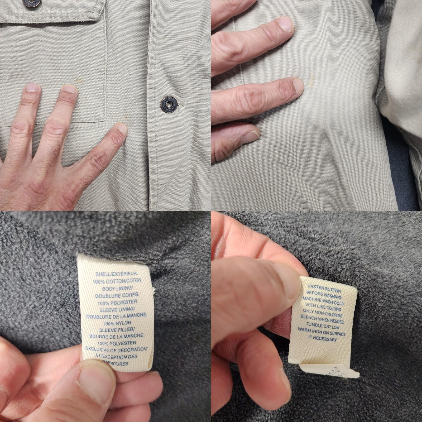 Old Navy Old Navy Painter's Jeans Jacket Mens L Khaki Fleece Lined Chore Work Shacket Size US 33 - 8 Thumbnail