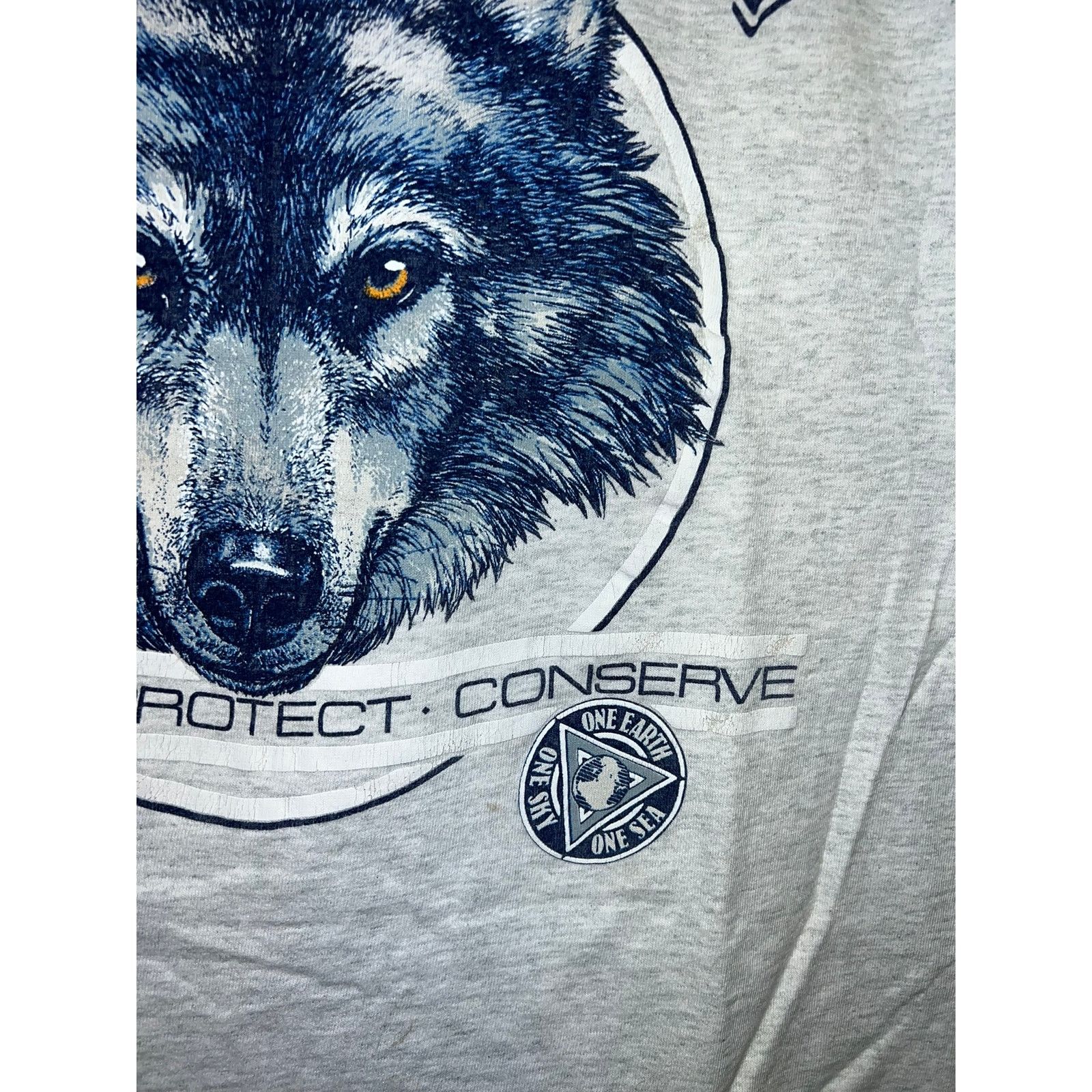 Fruit Of The Loom Vintage Wolf Shirt Washington Preserve 1991 Gray Tee 90s S Size US S / EU 44-46 / 1 - 5 Thumbnail