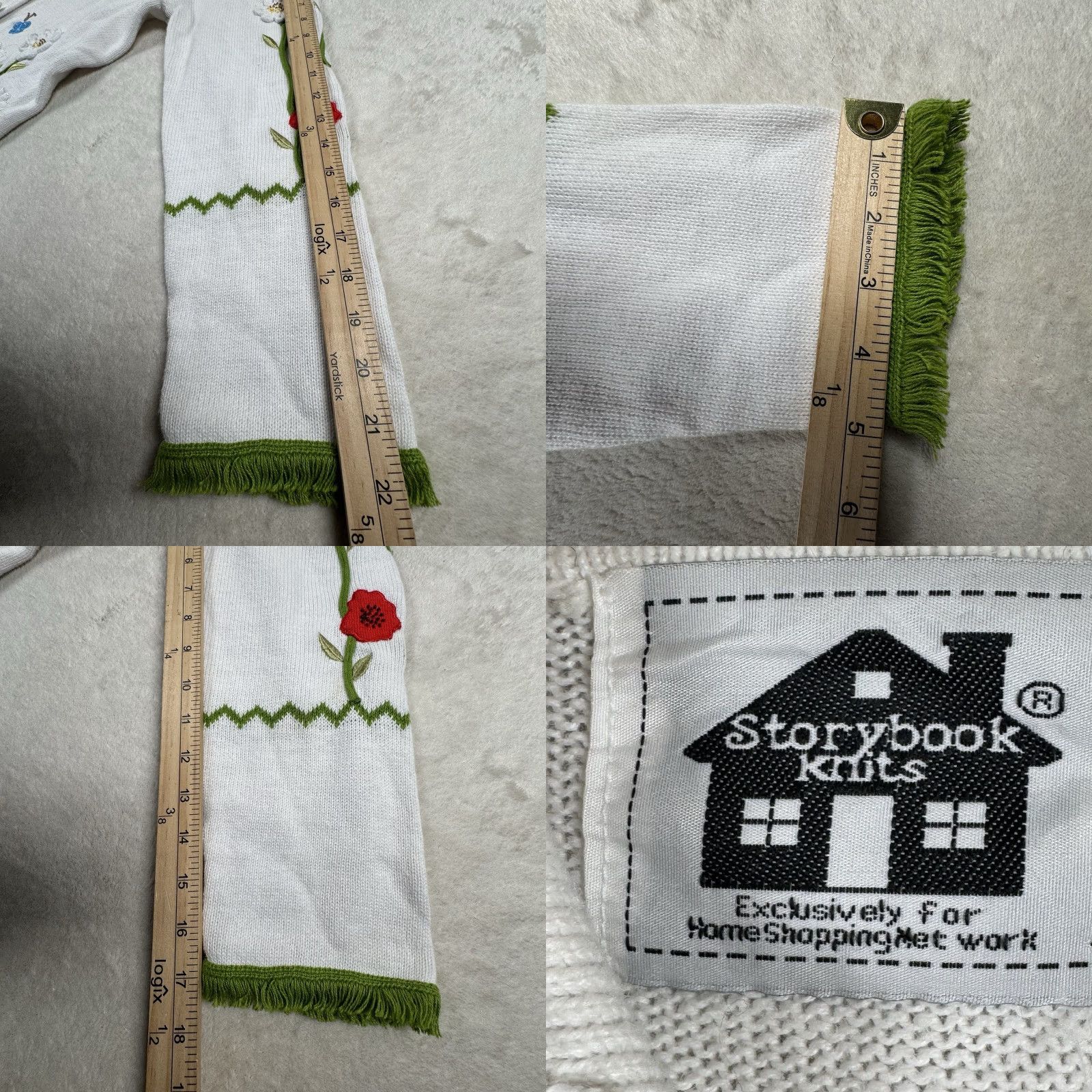 Vintage VINTAGE Storybook Knits Womens M White Cardigan Knit Sweater Embroidered Spring Flowers Size M / US 6-8 / IT 42-44 - 9 Thumbnail