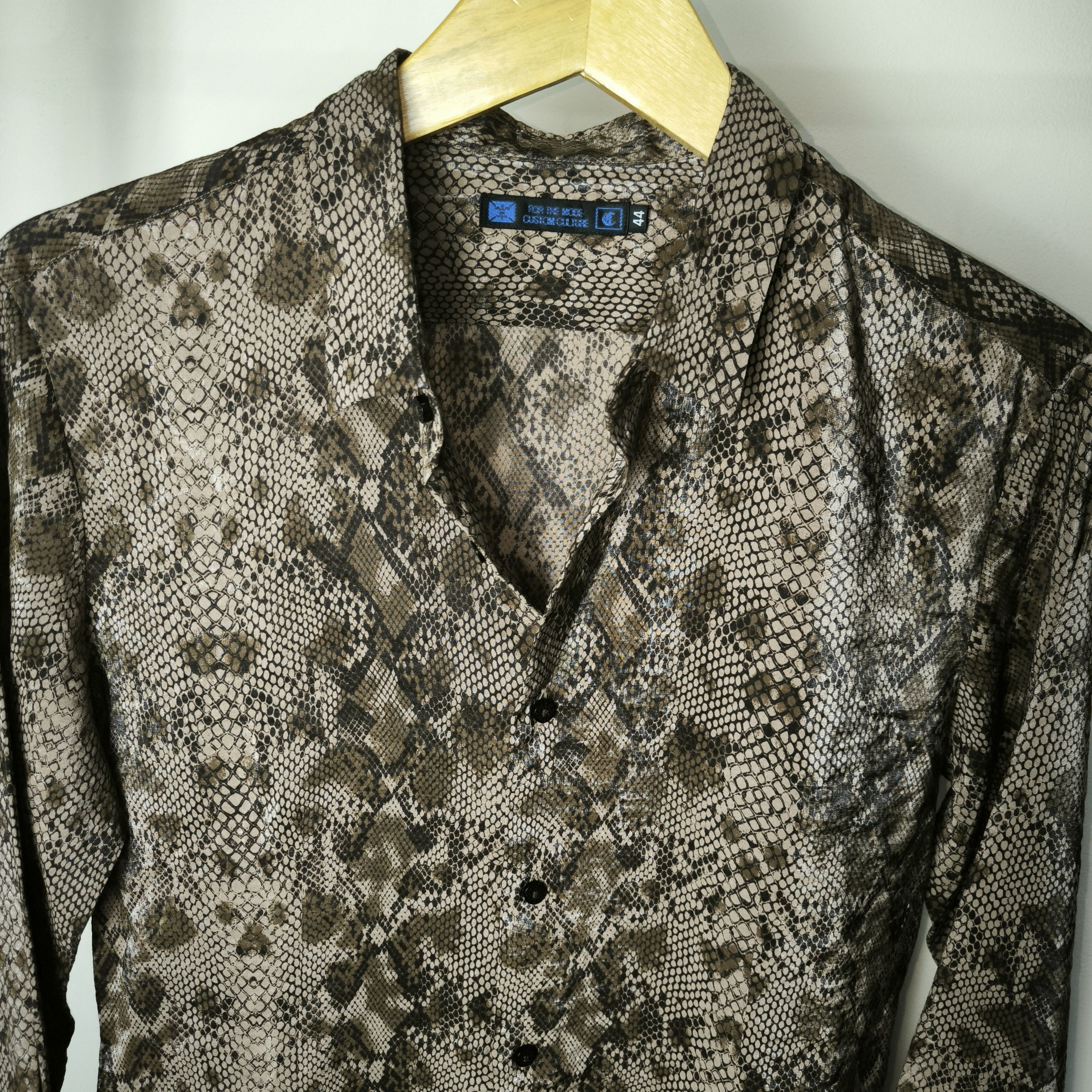 Japanese Brand Snakeskin-print LongShirt slimfit Size S / US 4 / IT 40 - 3 Thumbnail