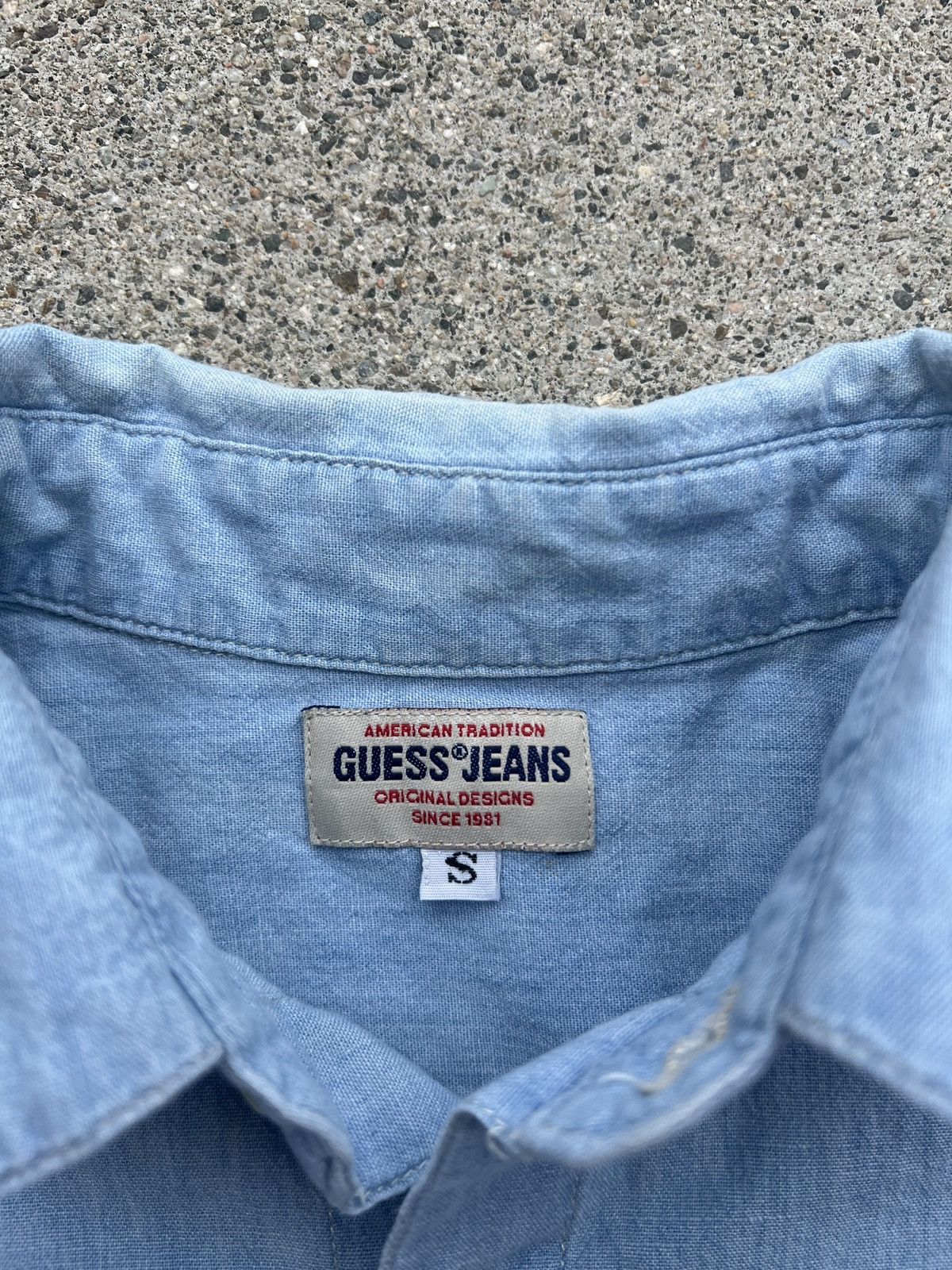 Guess × Vintage Vintage 1990s Guess USA Light Indigo Buttom Denim Flannel Size S / US 4 / IT 40 - 3 Thumbnail
