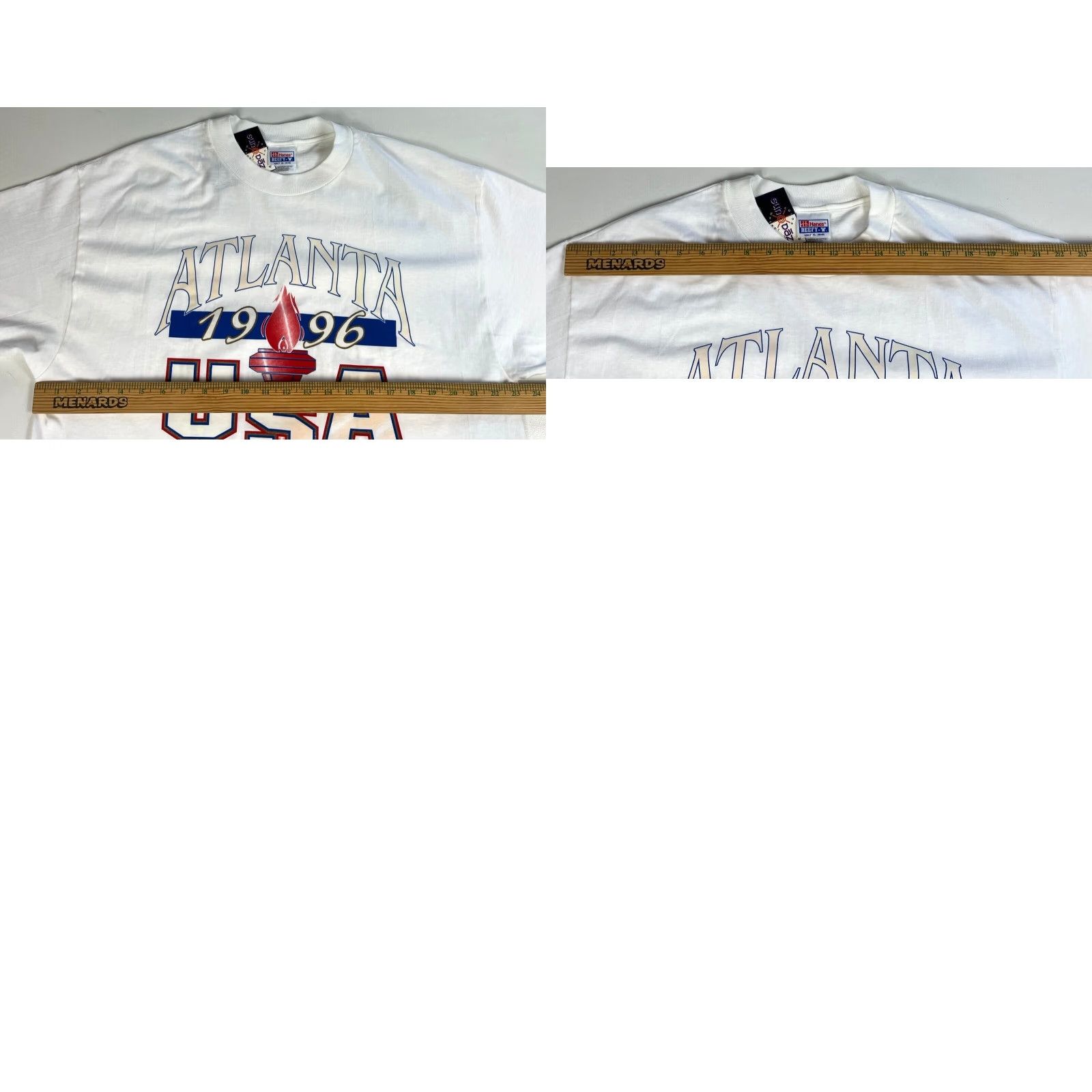Hanes VINTAGE NWT 1996 USA Atlanta Olympic Games Hanes Beefy-T T-Shirt XL White Mens 90s Sports USA Size US XL / EU 56 / 4 - 8 Thumbnail