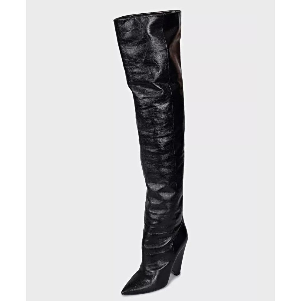 Saint Laurent Paris Saint Laurent Niki Black Leather Over-the-Knee Boots Sz.38 Size US 8 / IT 38 - 2 Thumbnail
