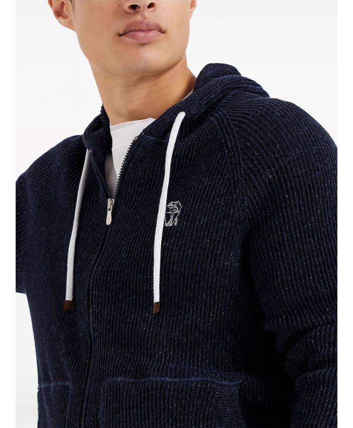 Brunello Cucinelli o1la1rc1a0425 Cardigan Sweatshirt in Navy Blue Size US S / EU 44-46 / 1 - 4 Thumbnail