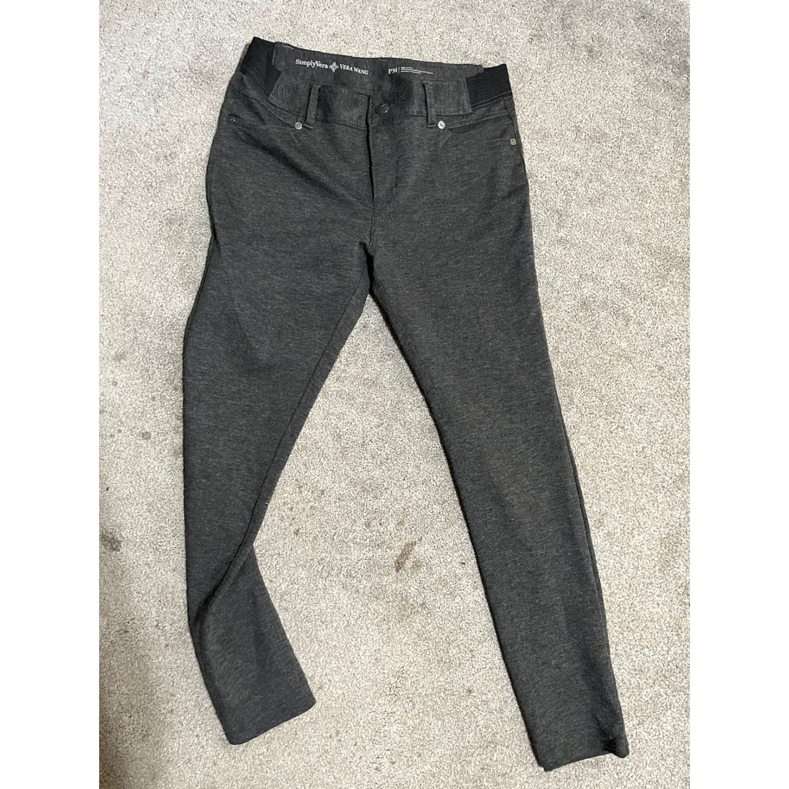 Vintage Women's Simply Vera Vera Wang Gray Stretch Skinny Ponte Pants Leggings PM Size Petite Size 32" / US 10 / IT 46 - 2 Thumbnail