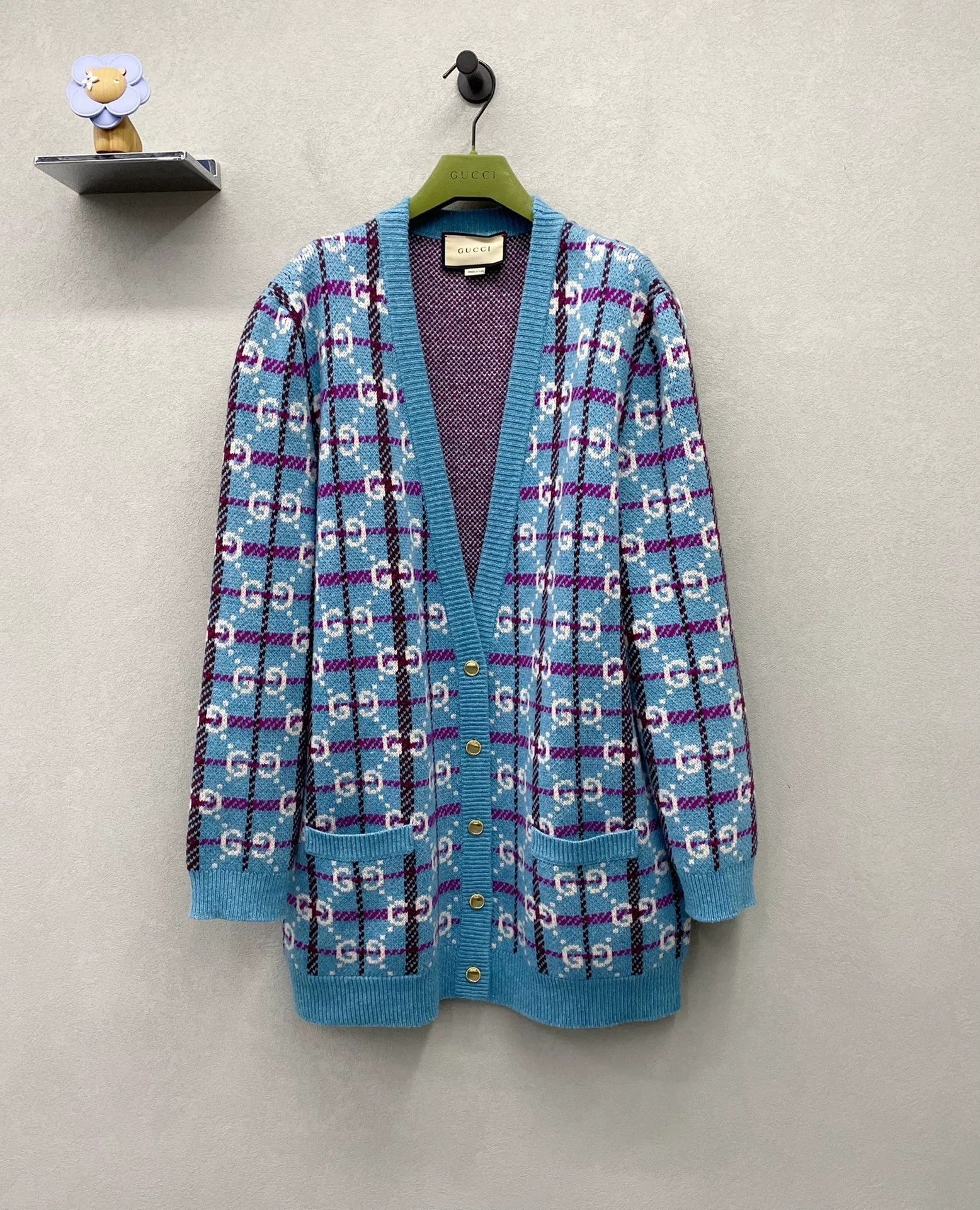 Gucci Gucci GG Monogram Blue Knit Cardigan Size XL / US 12-14 / IT 48-50 - 1 Thumbnail