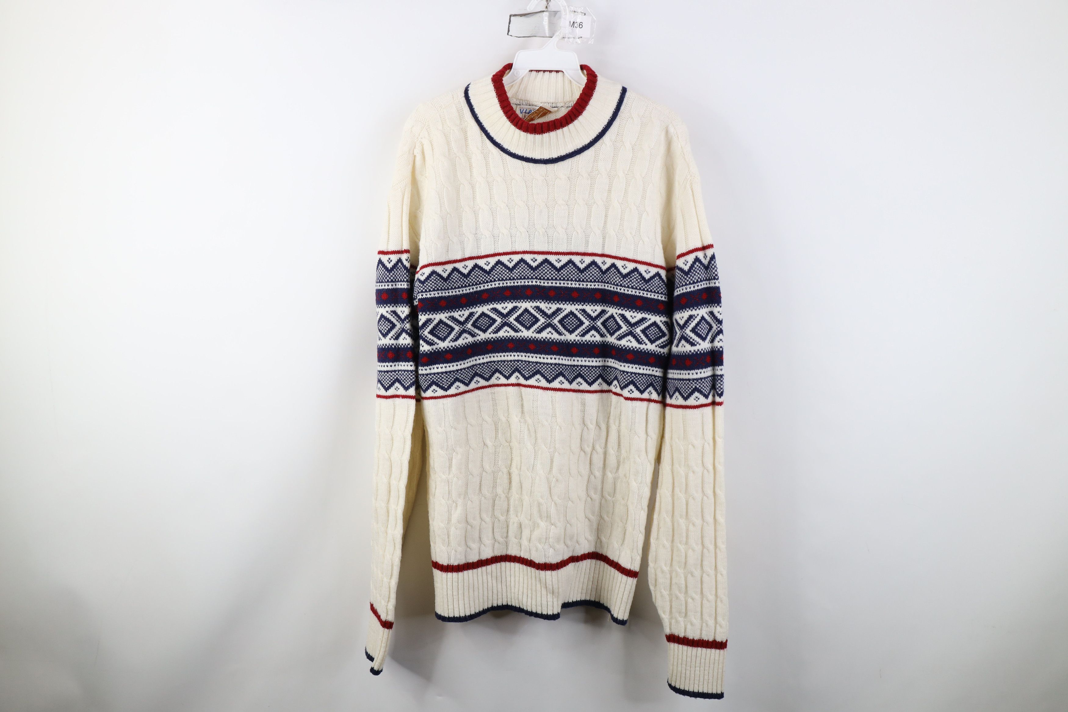 Vintage Vintage 60s 70s Streetwear Chunky Cable Mock Neck Sweater Size US XL / EU 56 / 4 - 1 Thumbnail