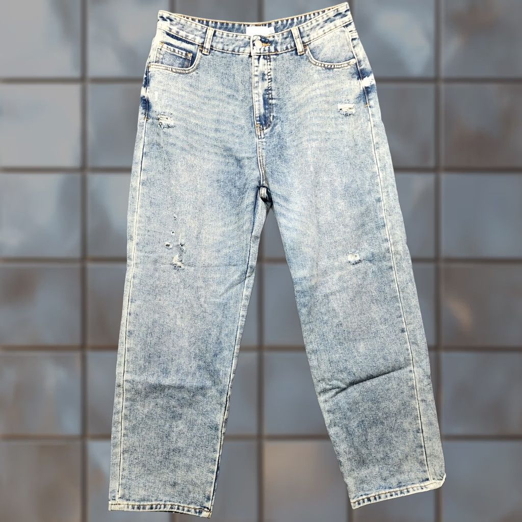 Vintage Blu Ivy Jeans Women L 30x27 Blue Acid Wash Factory Distressed Baggy 90s Y2K Womens Size 30" / US 8 / IT 44 - 1 Thumbnail