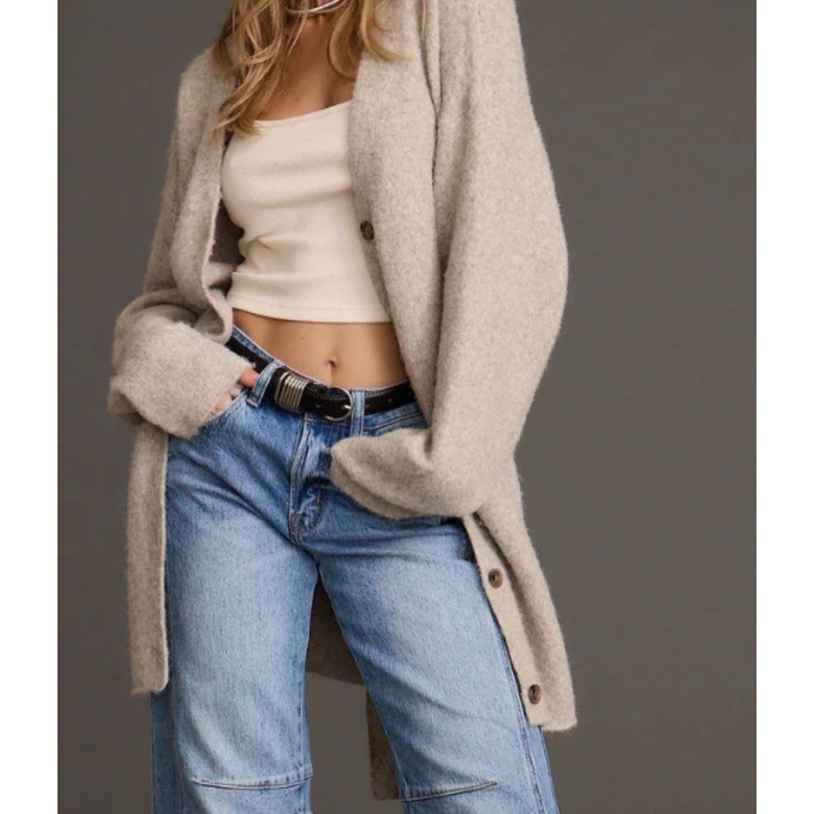 Abercrombie & Fitch Abercrombie & Fitch Beige Long Oversize Cardigan Sweater S Size S / US 4 / IT 40 - 1 Thumbnail
