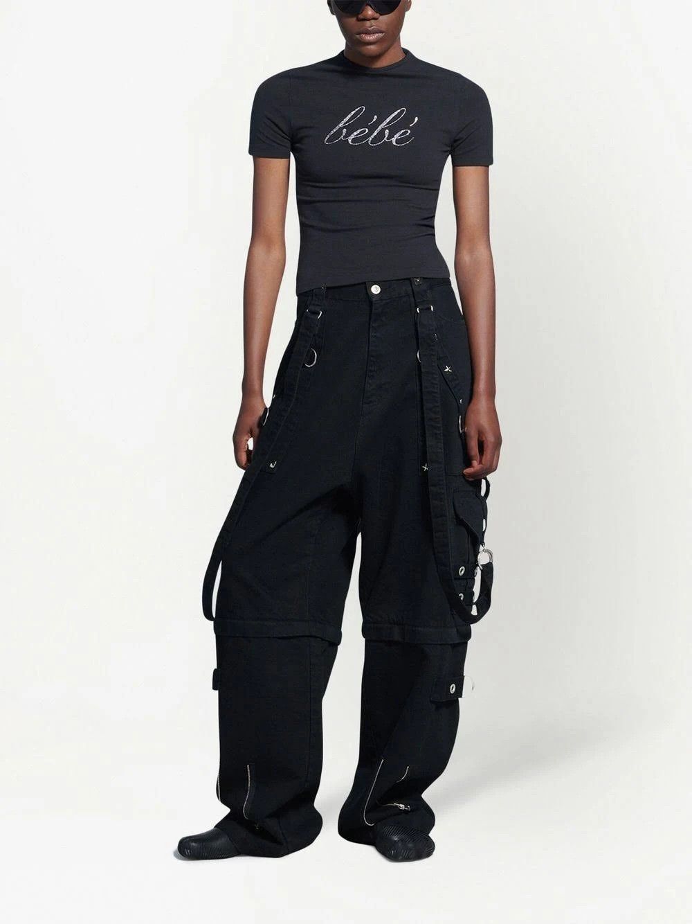 Balenciaga o1s1wg110824 Bébé Stretch Top in Black Size XL / US 12-14 / IT 48-50 - 3 Thumbnail