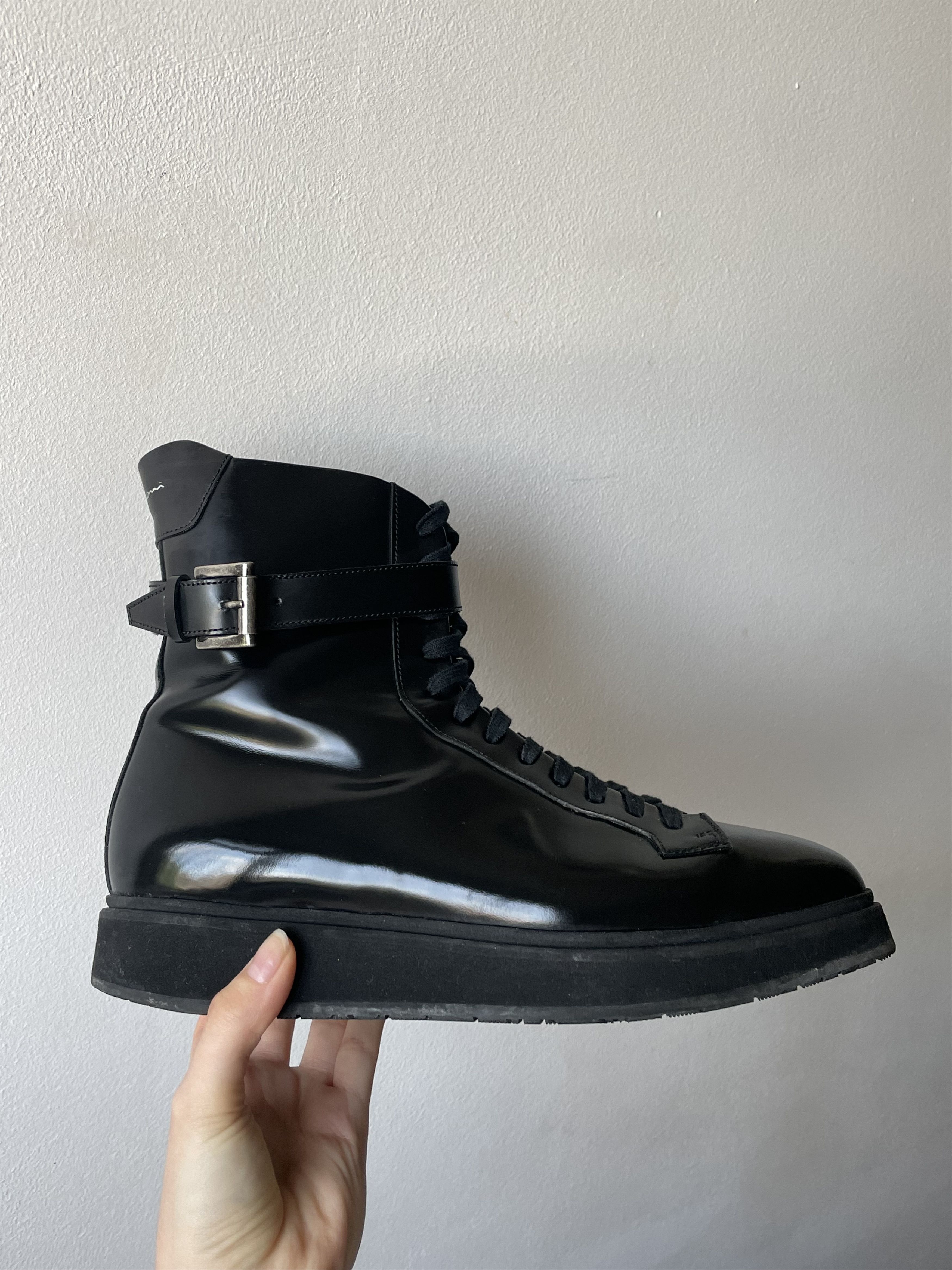 Santoni Santoni Black Leather High-Top Buckle Boots – EU 39 Size US 9 / IT 39 - 1 Thumbnail
