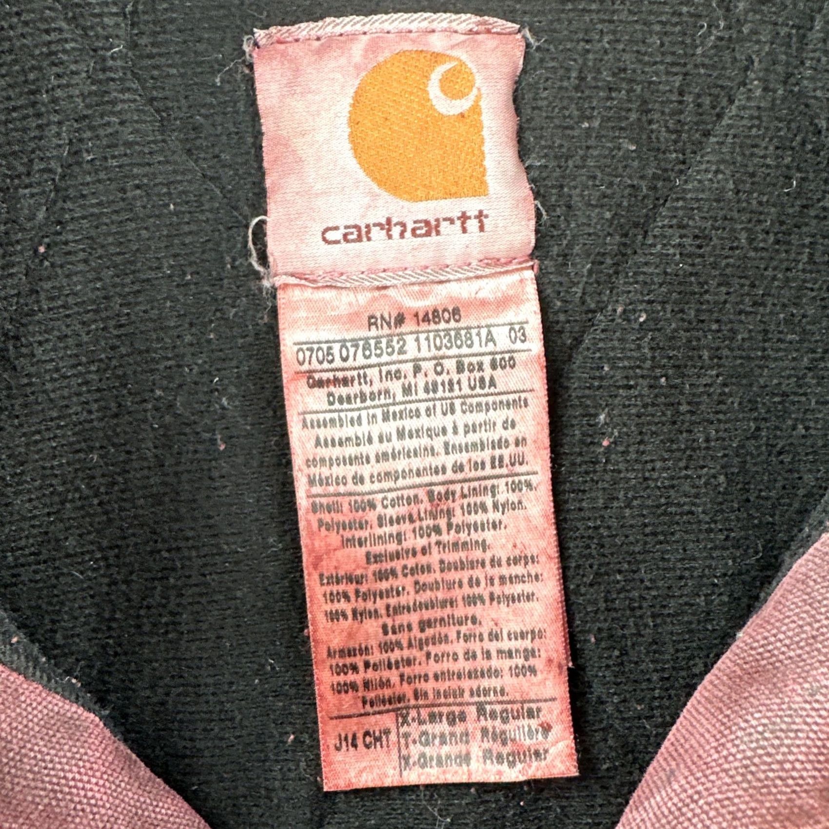 Carhartt VINTAGE Carhartt Jacket Mens XL J14CHT Over Dyed Burgundy Red Distressed Santa Fe Lined Red Coat Size US XL / EU 56 / 4 - 7 Thumbnail