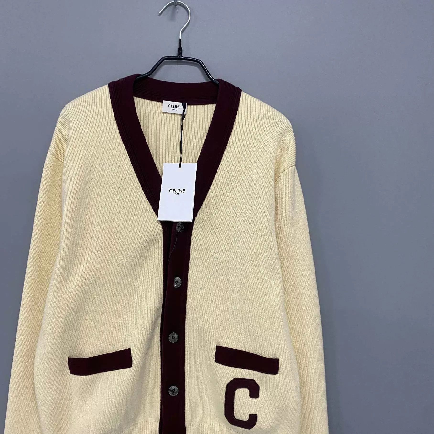 Celine Celine Embroidered Logo Wool Knit Cardigan M New Size US M / EU 48-50 / 2 - 2 Thumbnail