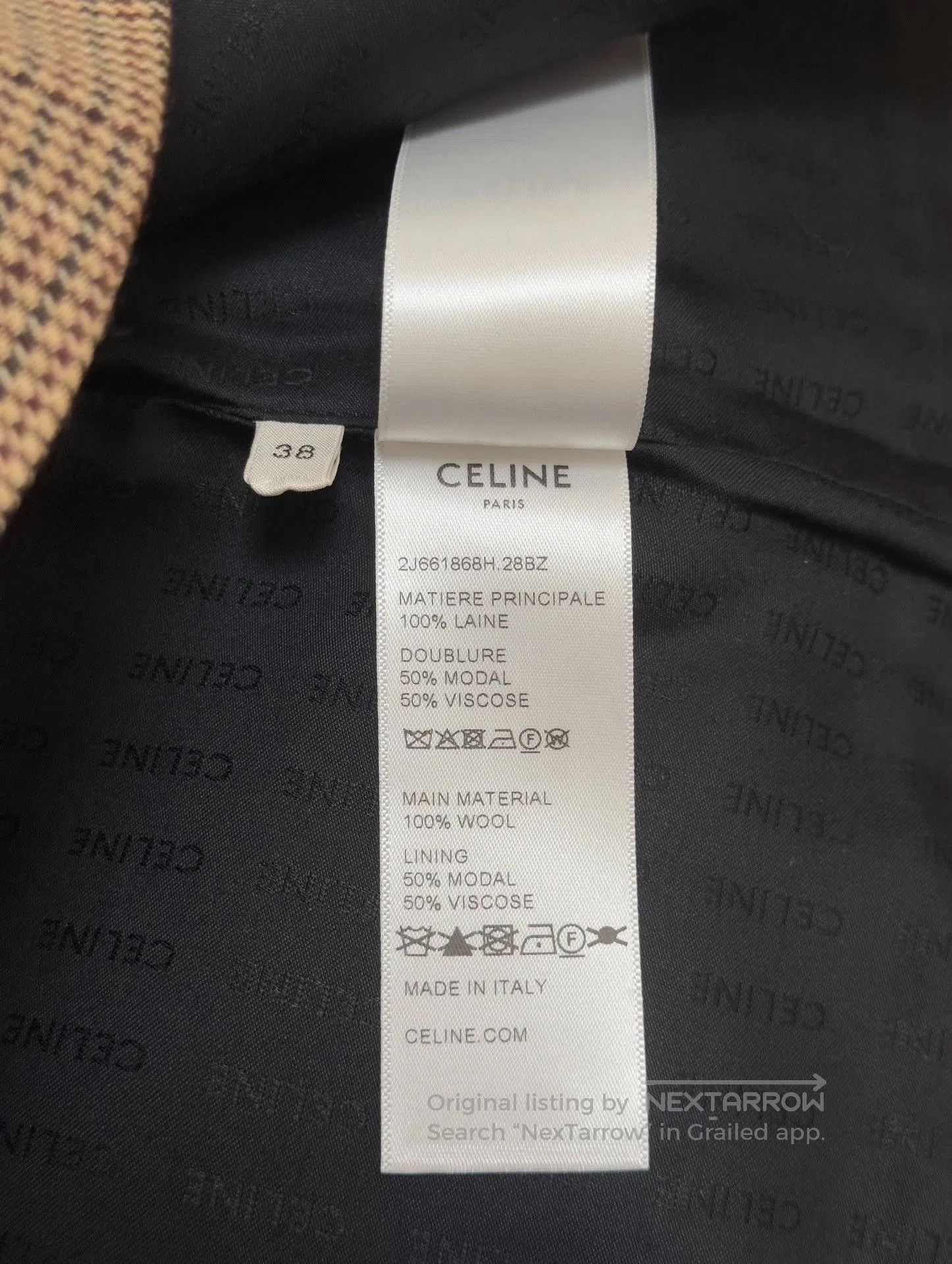 Celine Celine Houndstooth Wool Skirt Gold Buckle. Size 37" - 5 Thumbnail