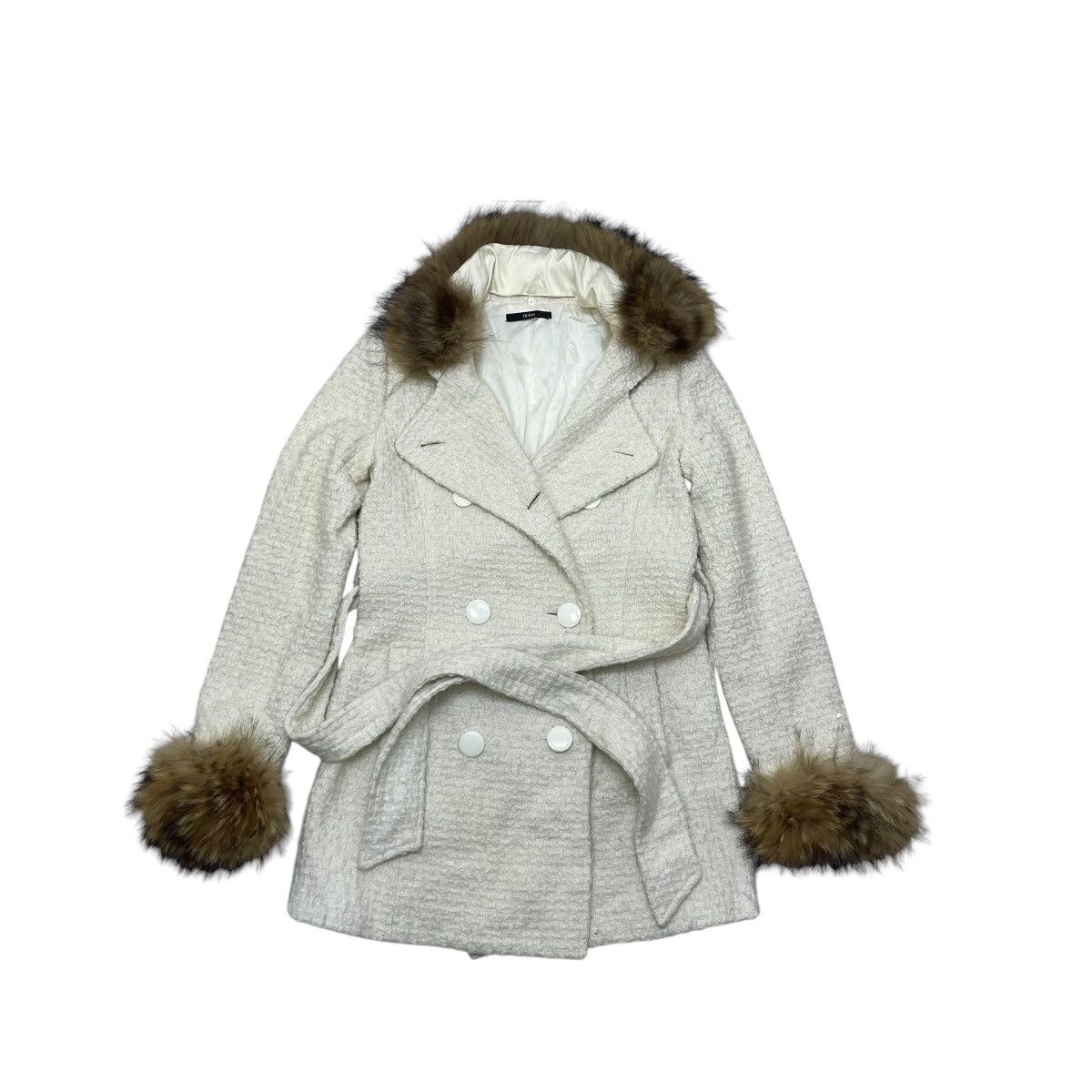 Japanese Brand Awesome Duras Double Collar Fur Tweed Jacket Size M / US 6-8 / IT 42-44 - 1 Thumbnail