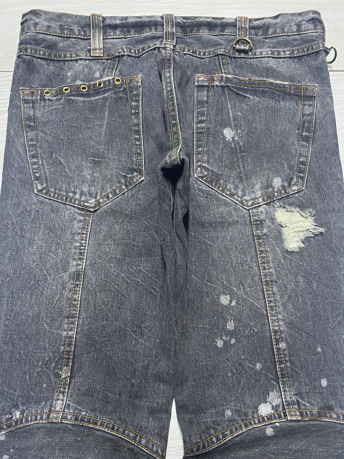 If Six Was Nine Vintage Japanese Brand Avant Garde Double Knee Flare Jeans Size US 31 - 4 Thumbnail