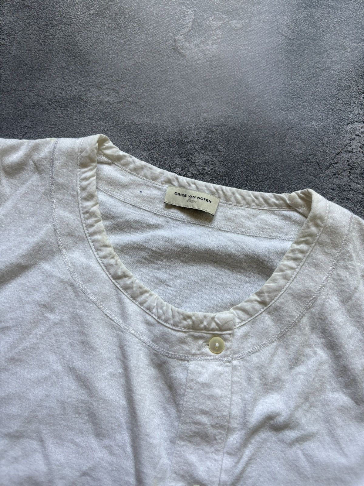 Dries Van Noten Vintage Dries Van Noten Asymmetric Button Up White Tank Top Size L / US 10 / IT 46 - 9 Thumbnail