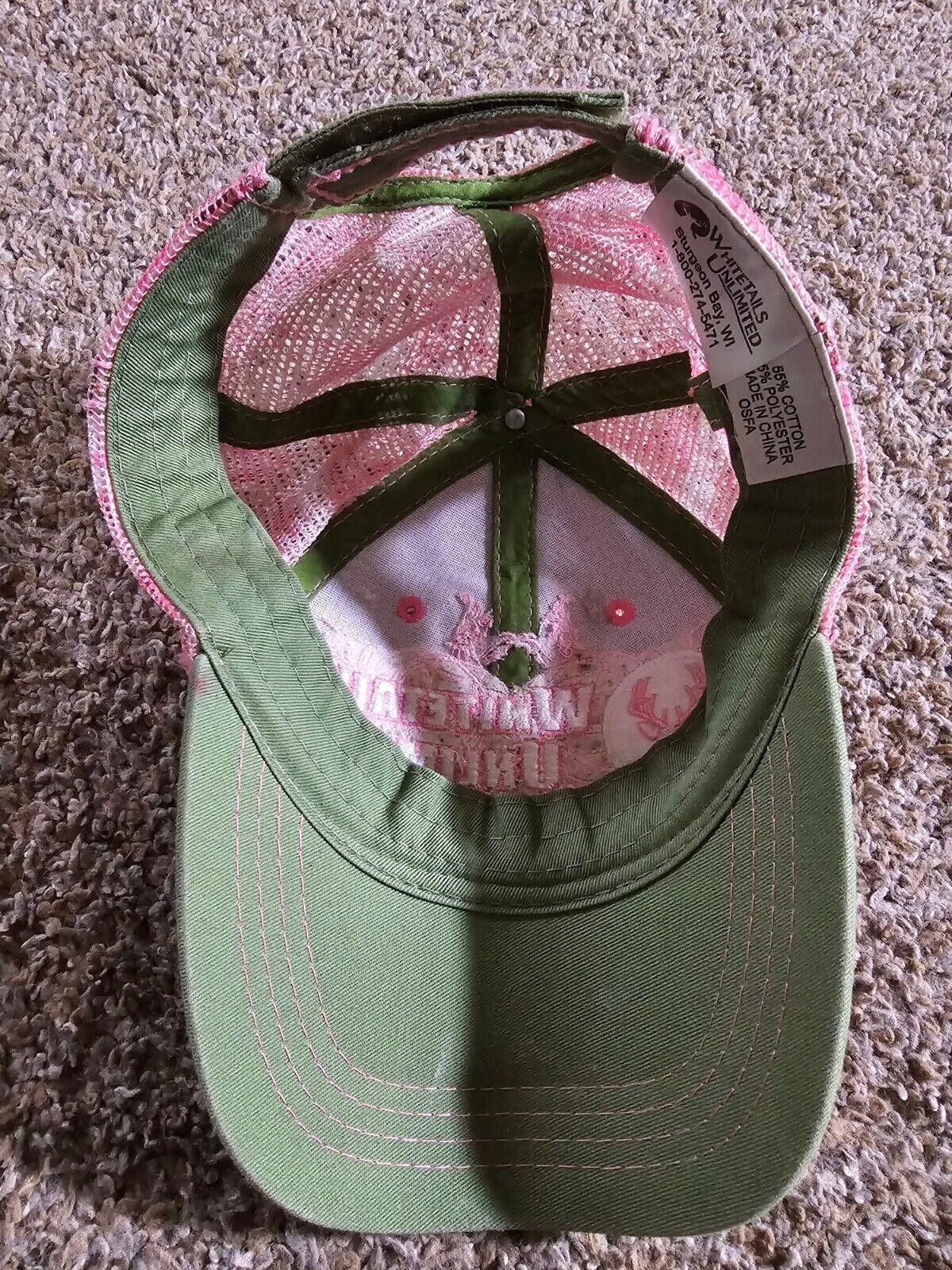 Designer Women's Whitetails Unlimited Embroidered Pink Green Hat Size ONE SIZE - 6 Thumbnail