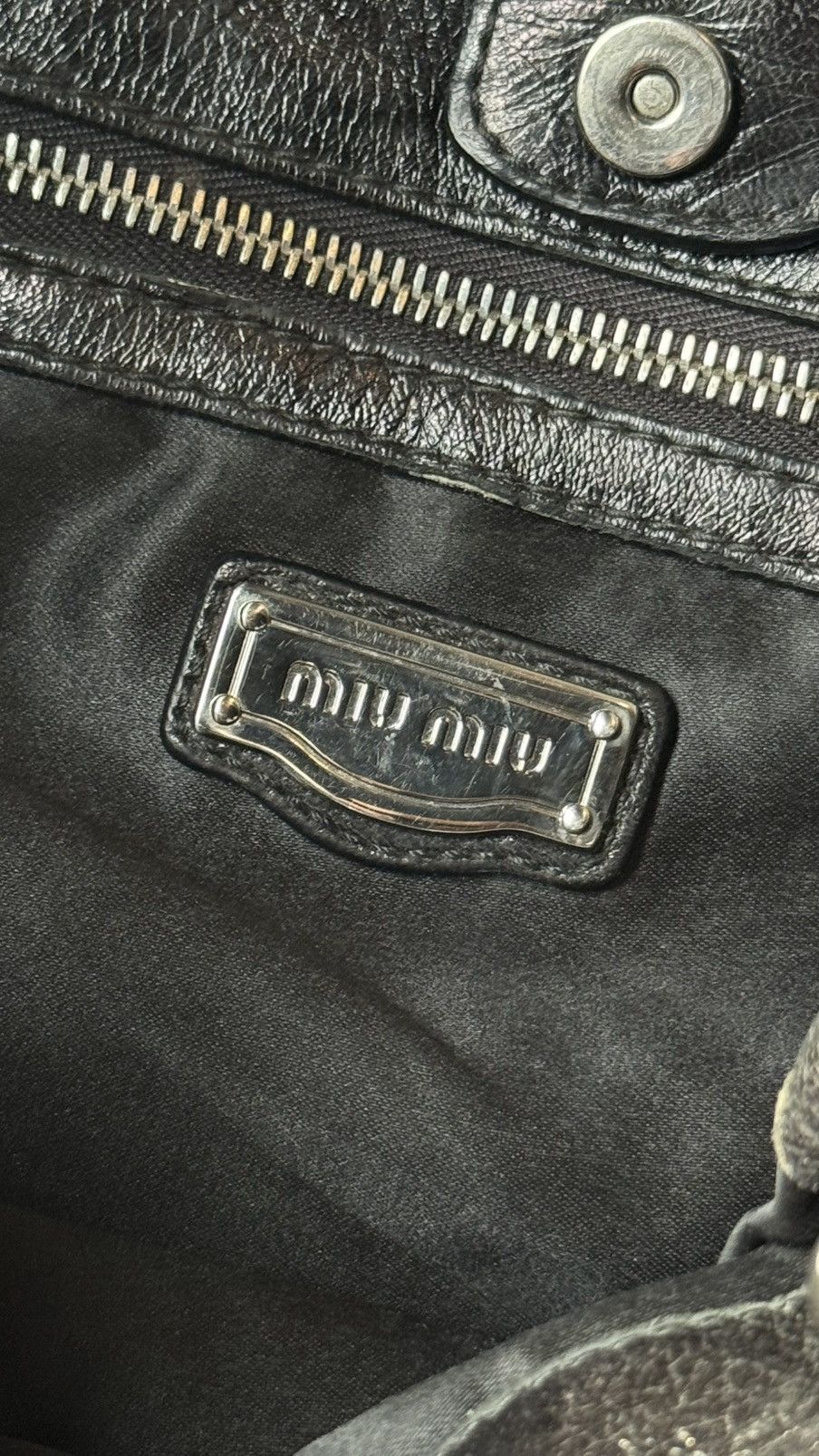 Miu Miu MIU MIU Black Leather Vitello Lux Pleated Size ONE SIZE - 8 Thumbnail