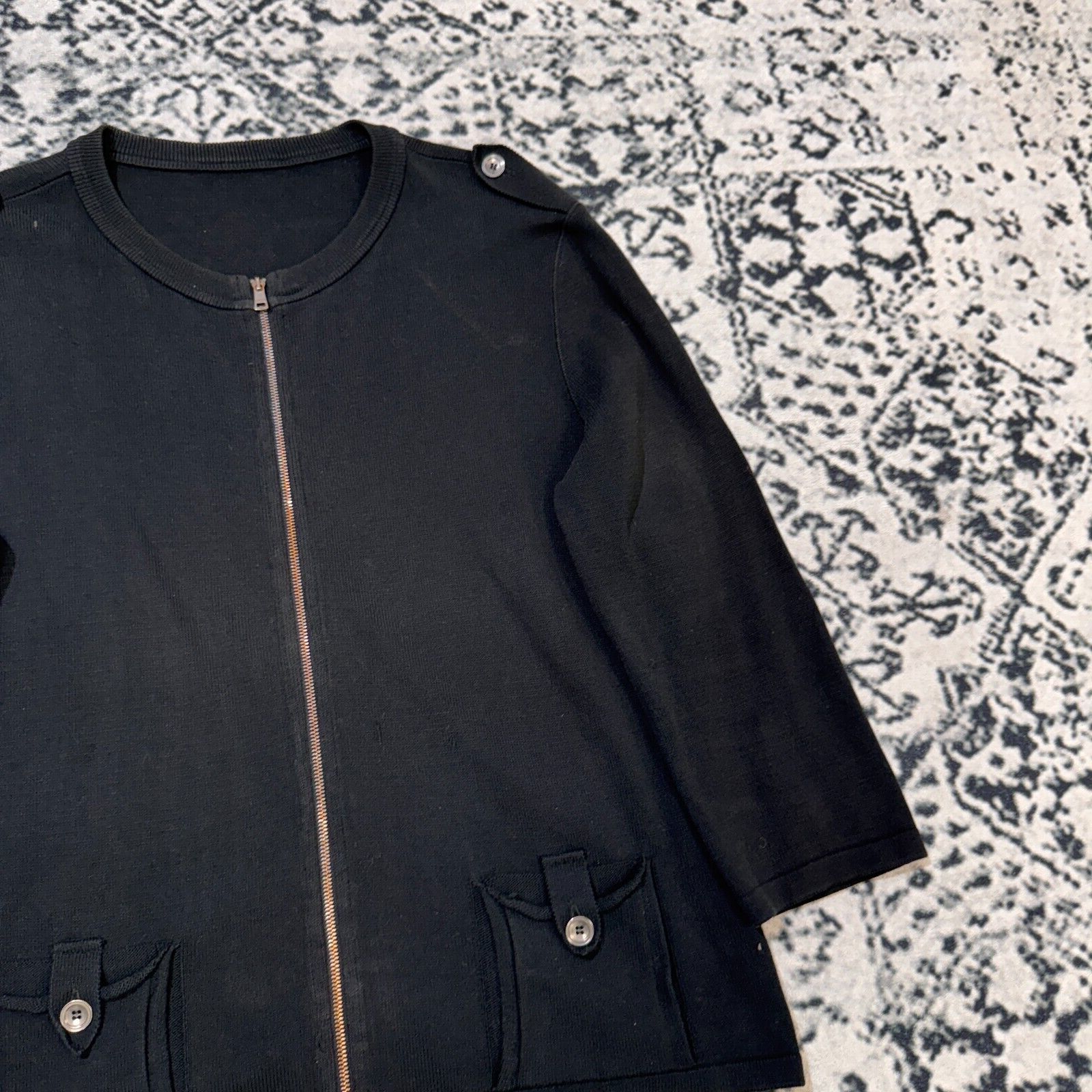 Vintage Vintage Marc Cain Black Cotton Zip Sweater Size M Y2K 90s Size US M / EU 48-50 / 2 - 5 Thumbnail
