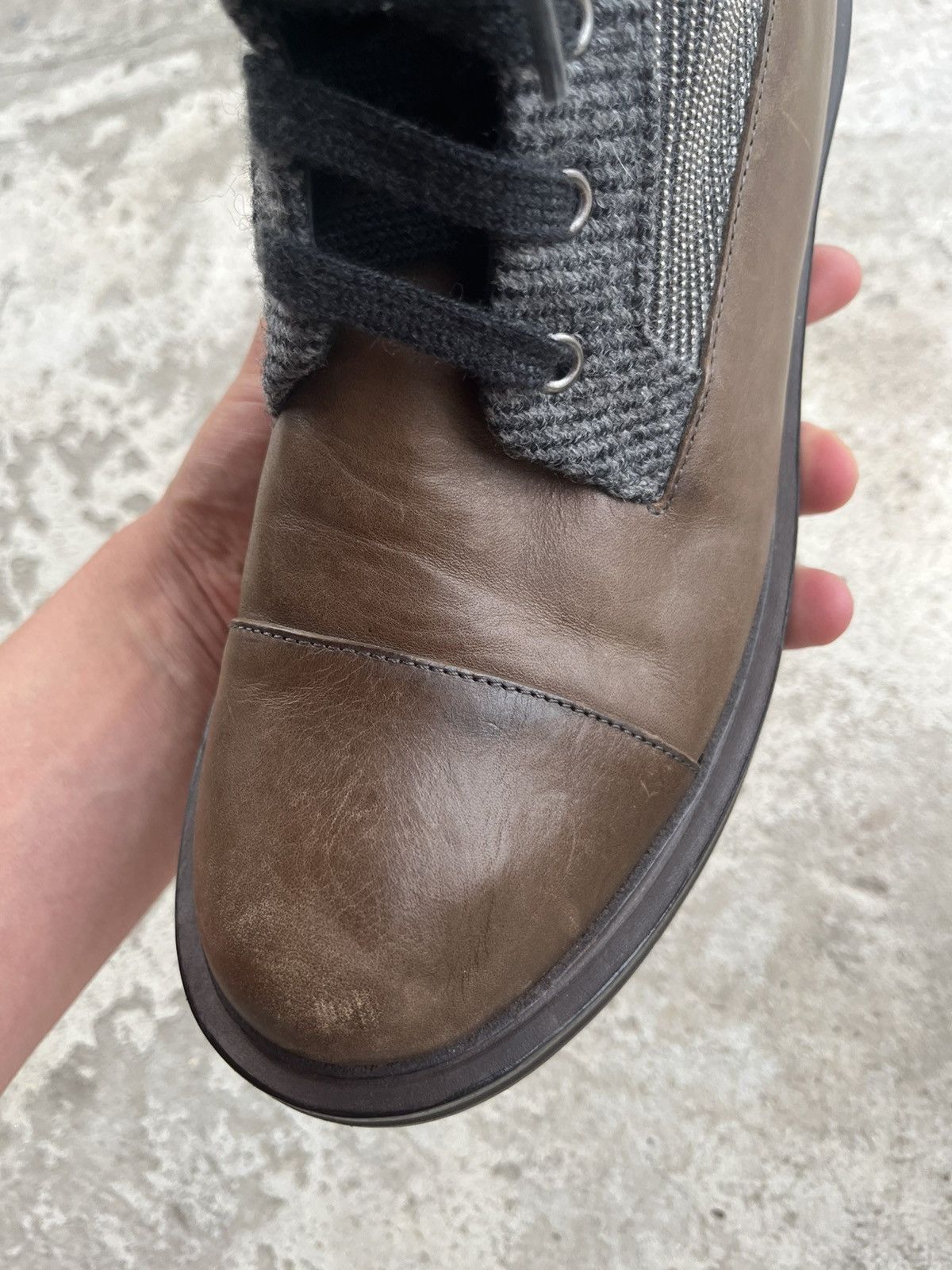 Brunello Cucinelli Brunello Cucinelli Leather Ankle Fur Boots with Monili Trim Size US 8.5 / IT 38.5 - 19 Thumbnail