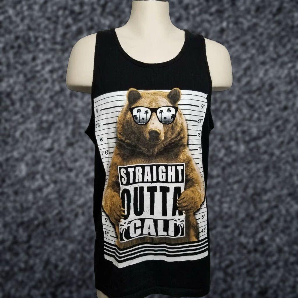 Vintage VINTAGE Retro Mens XL Straight Outta Cali Tank Top T-shirt California Double Sided Size US XL / EU 56 / 4 - 1 Thumbnail