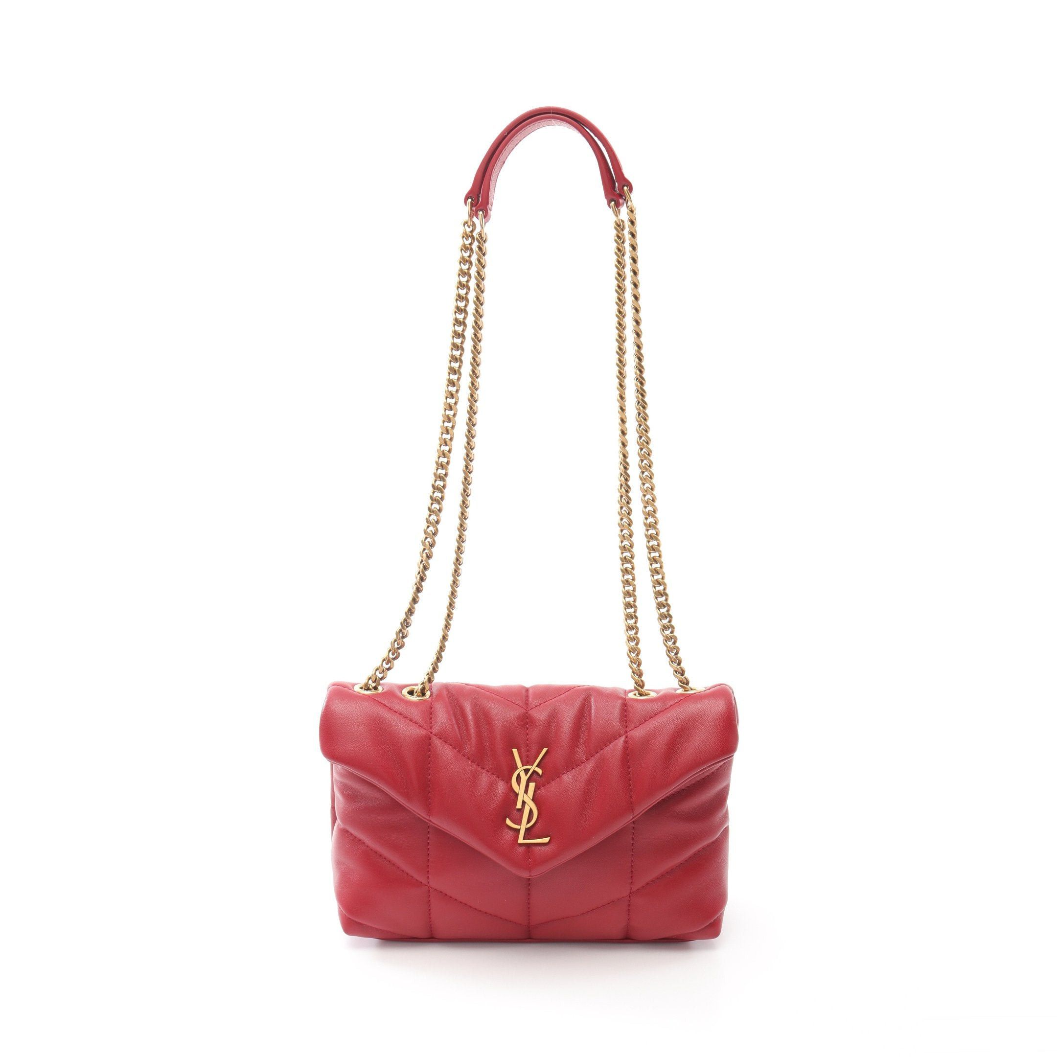 Yves Saint Laurent Yves Saint Laurent Puffer Toy Bag Double Chain Shoulder Leather Red Size ONE SIZE - 1 Thumbnail