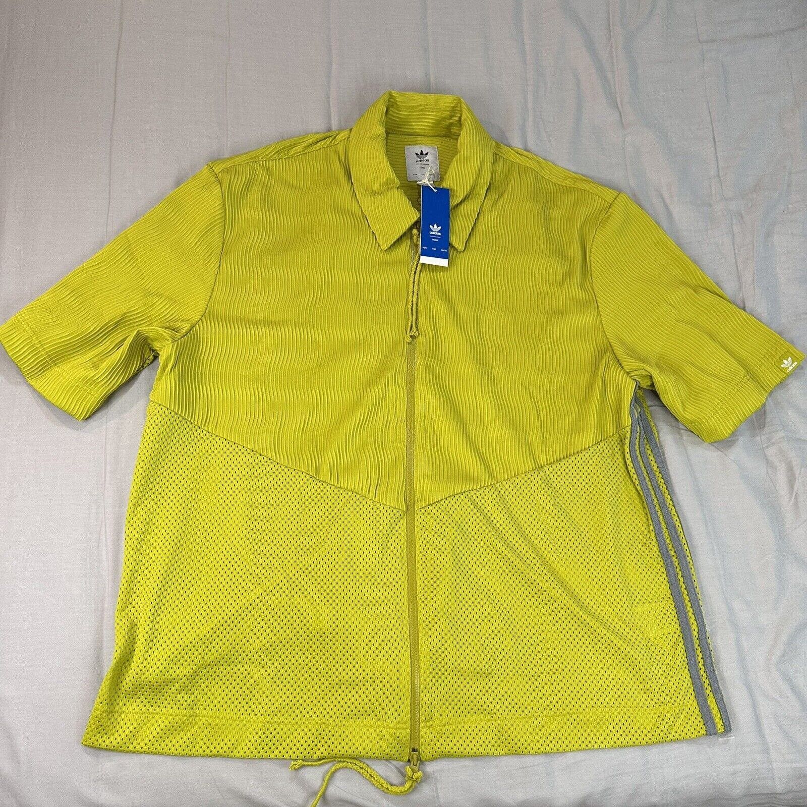 image of Adidas X Sftm Short Sleeve Zip Shirt XL Lime Green Shacket, Men's