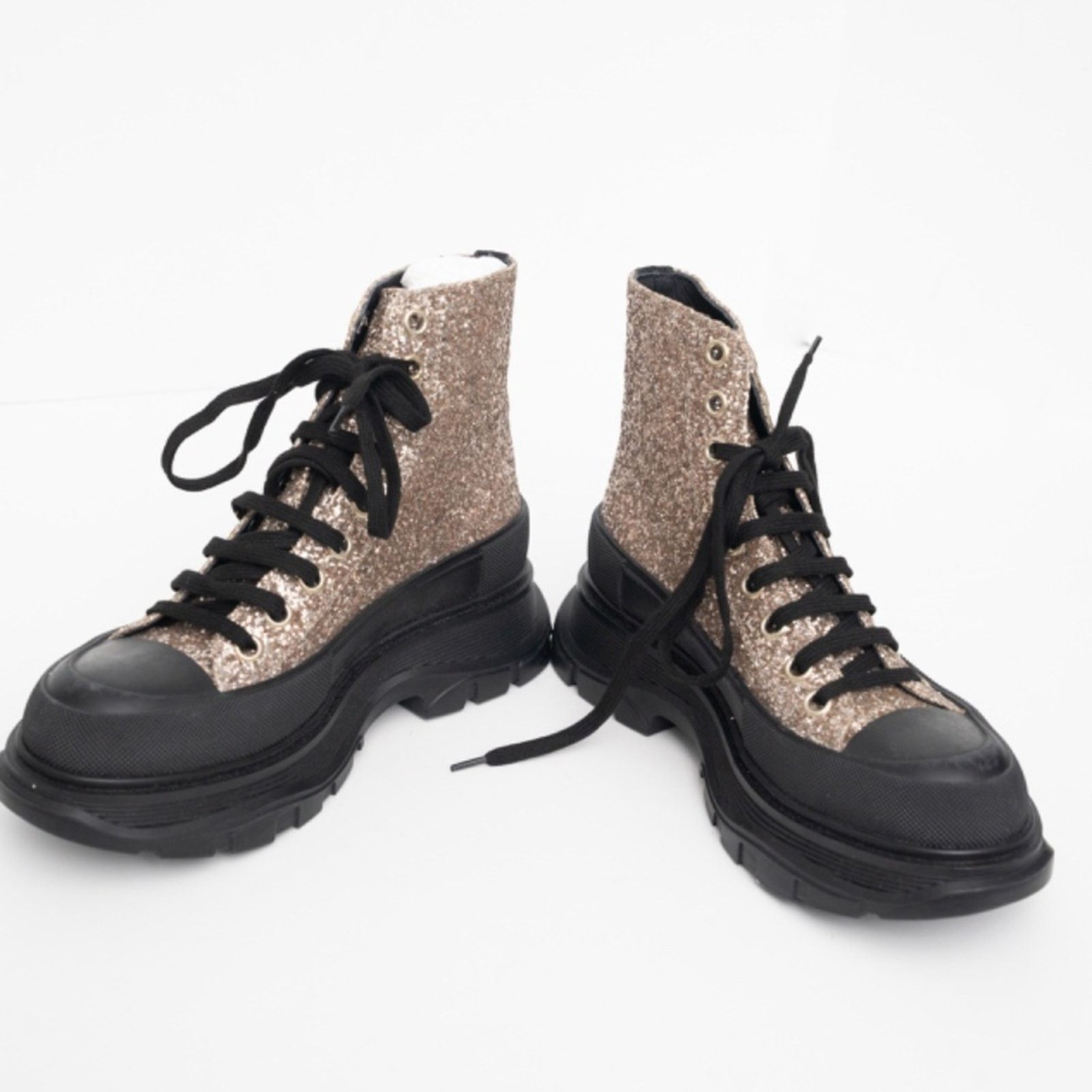 Alexander McQueen Alexander McQueen. Gitter Lug Sole Combat Boots. Size US 9 / IT 39 - 3 Thumbnail
