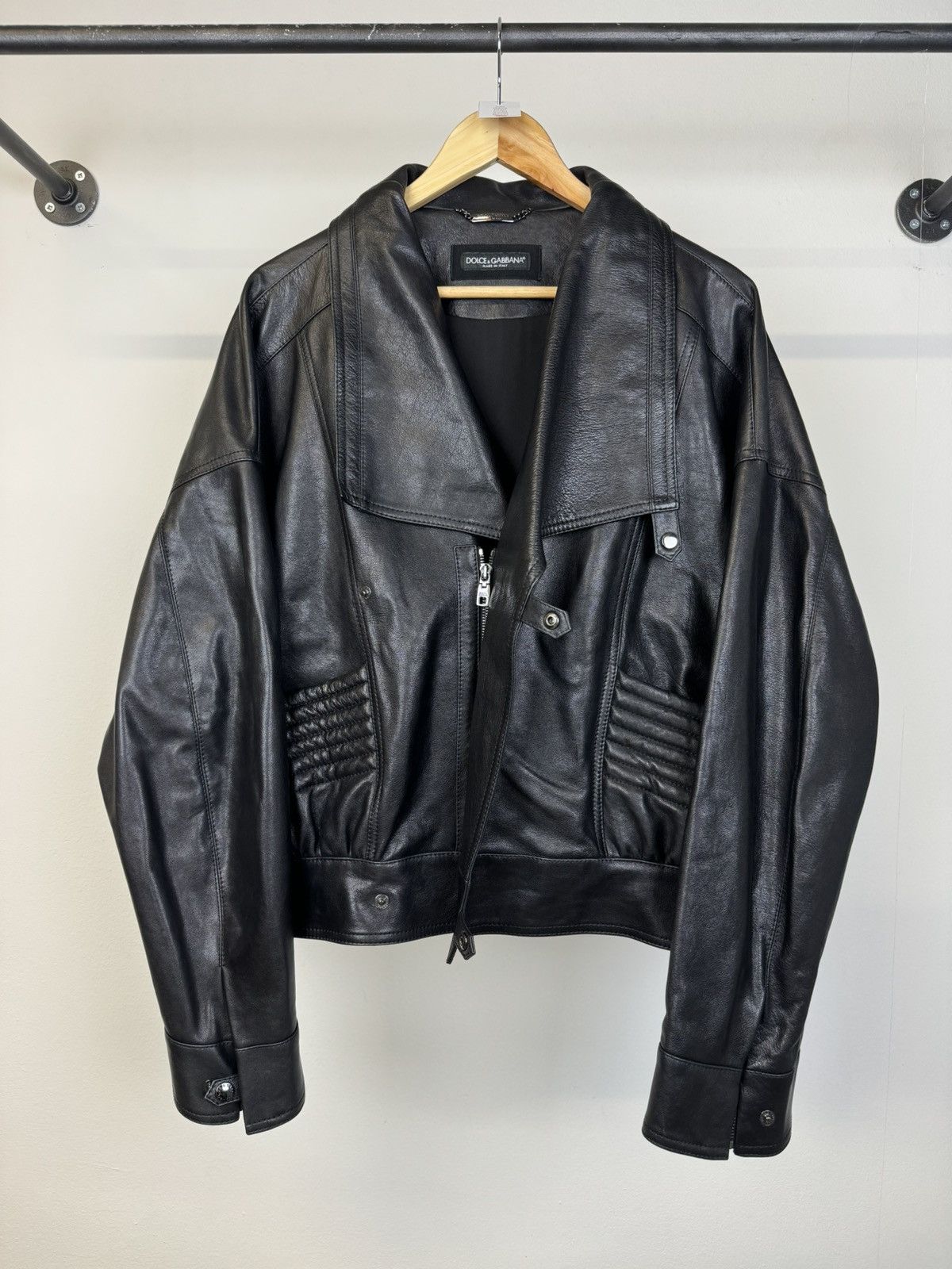 2010s Dolce & Gabbana aviator boxy bomber leather jacket