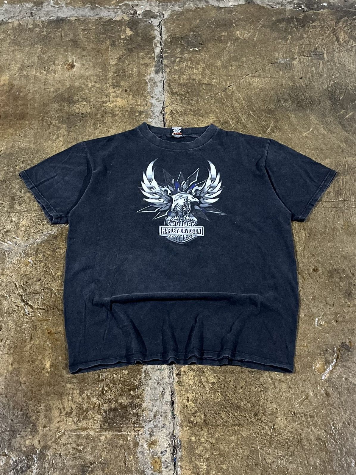 Harley Davidson × Vintage Crazy Vintage 90s Harley Davidson Eagle Biker Logo Tee Shirt Size US XL / EU 56 / 4 - 1 Thumbnail