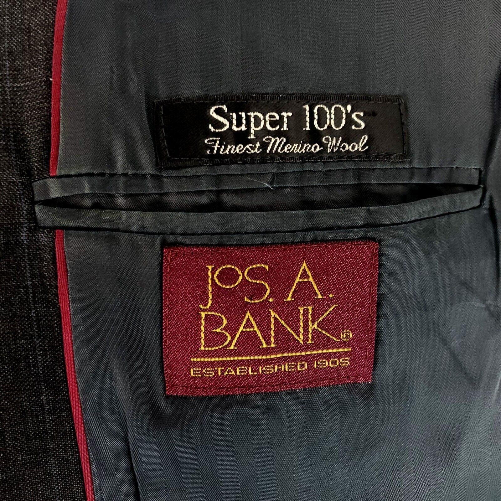 Jos. A. Bank Jos A Bank Gordon Wool 2 Button Blazer 42L Gray Plaid W/ Blu Size 42L - 7 Thumbnail