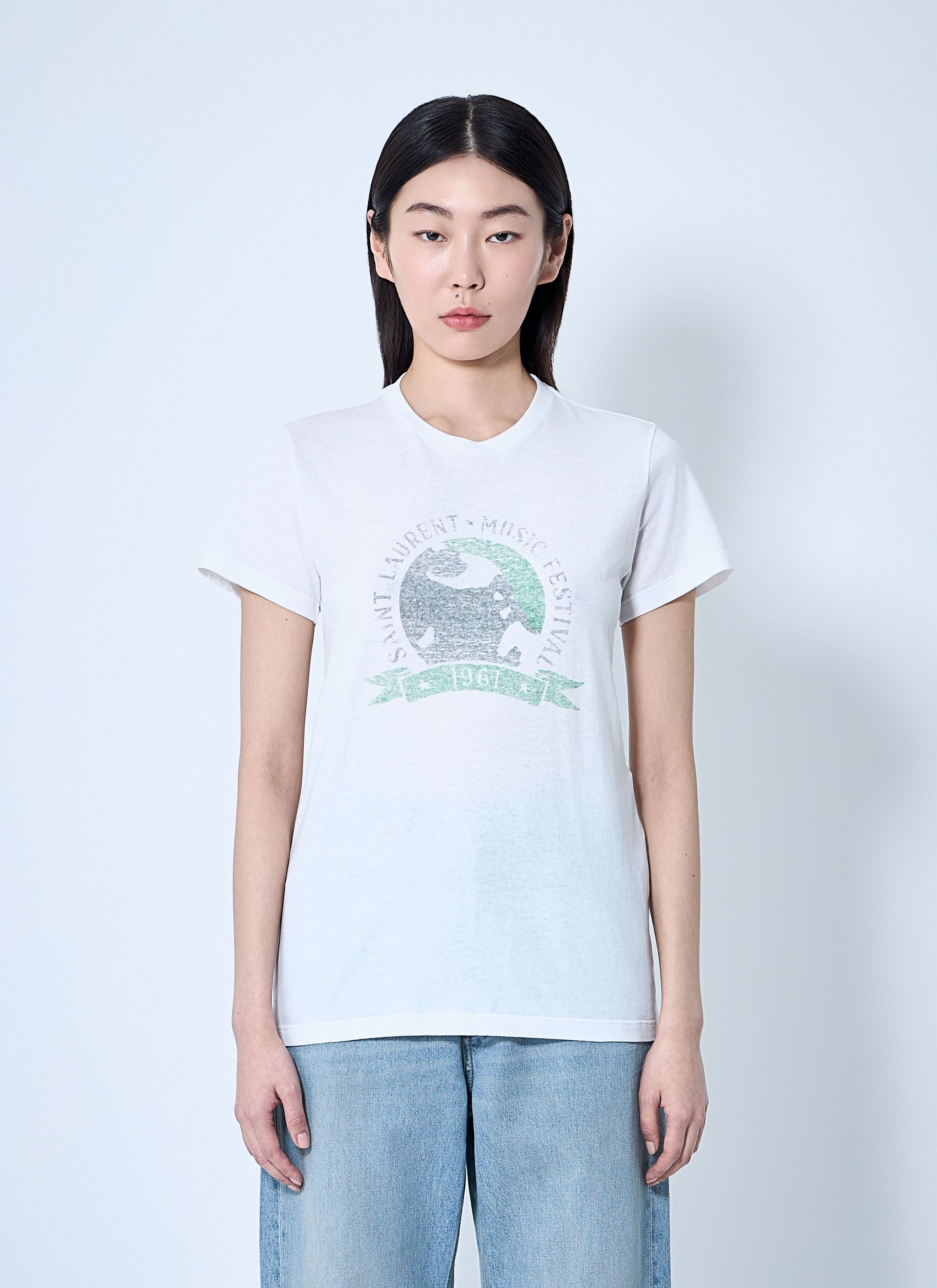 Saint Laurent Paris Logo Motif T-Shirt Size XS / US 0-2 / IT 36-38 - 1 Thumbnail