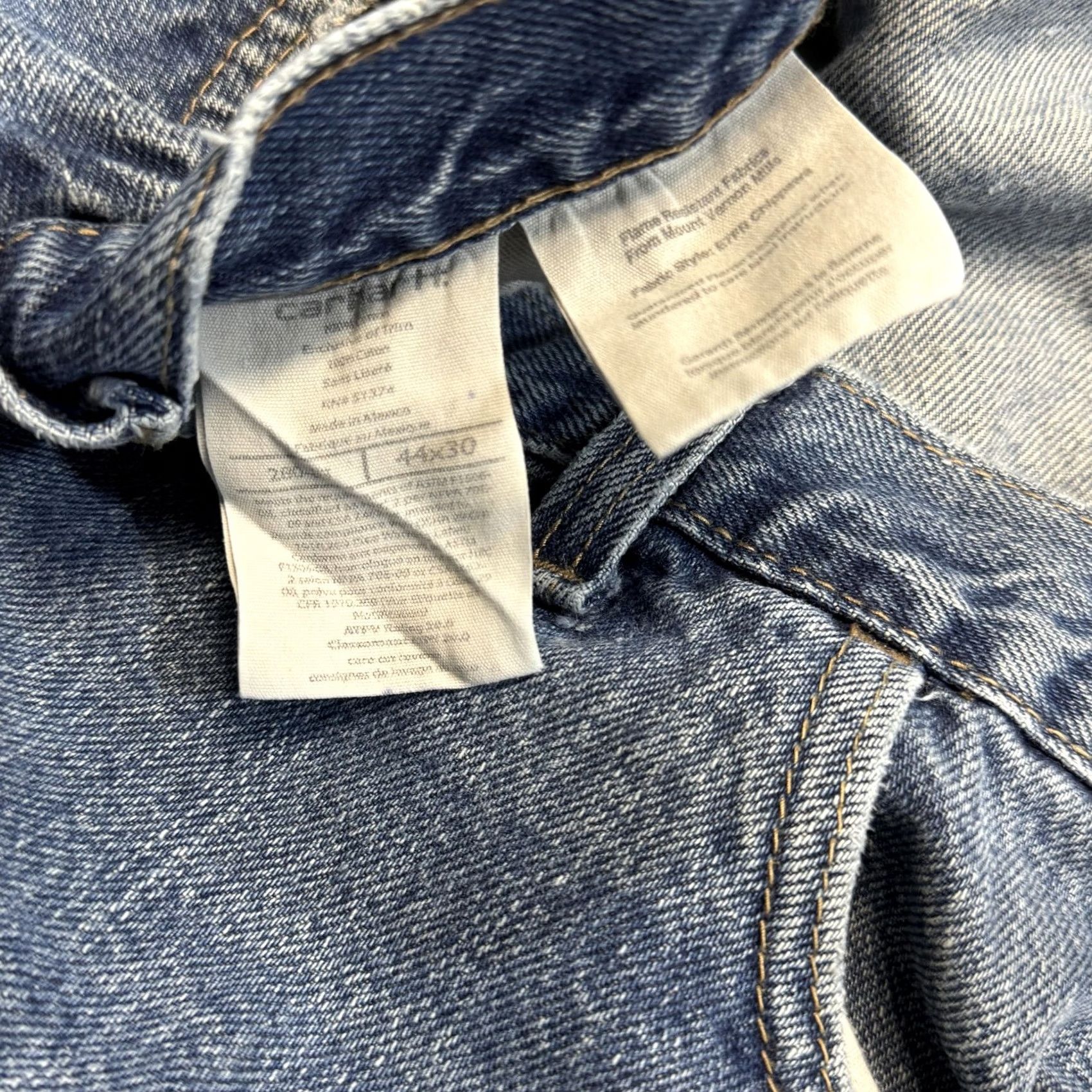 Carhartt Carhartt Jeans Mens 44x30 Blue Denim Relaxed Fit Workwear Distressed Paint Stains Pocket Zip Fly Size US 44 / EU 60 - 6 Thumbnail