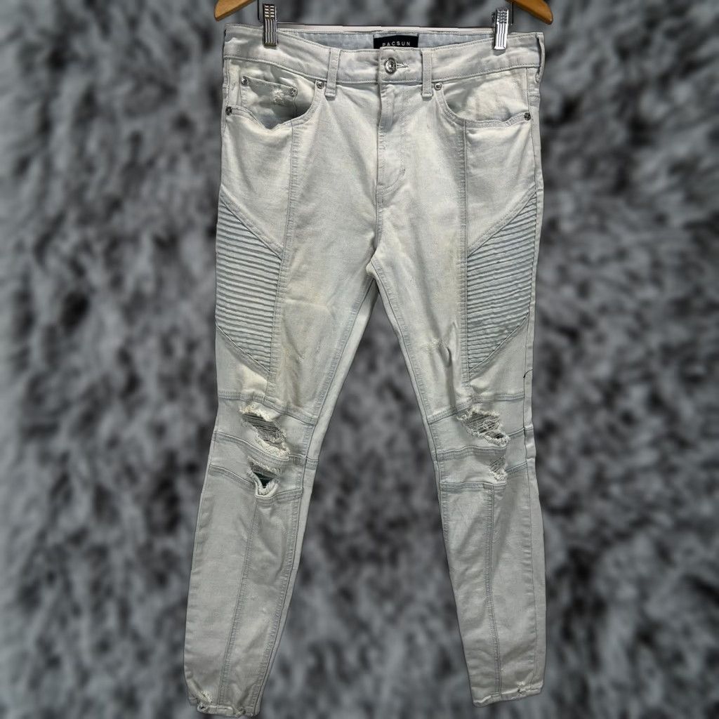 Pacsun Pacsun Stacked Skinny Moto Jeans Sz 32x30 GUC Distressed Regular Men Blue Jeans Skinny Distressed Moto Stacked Pacsun 32 30 Sz XS? Size US 32 / EU 48 - 1 Thumbnail