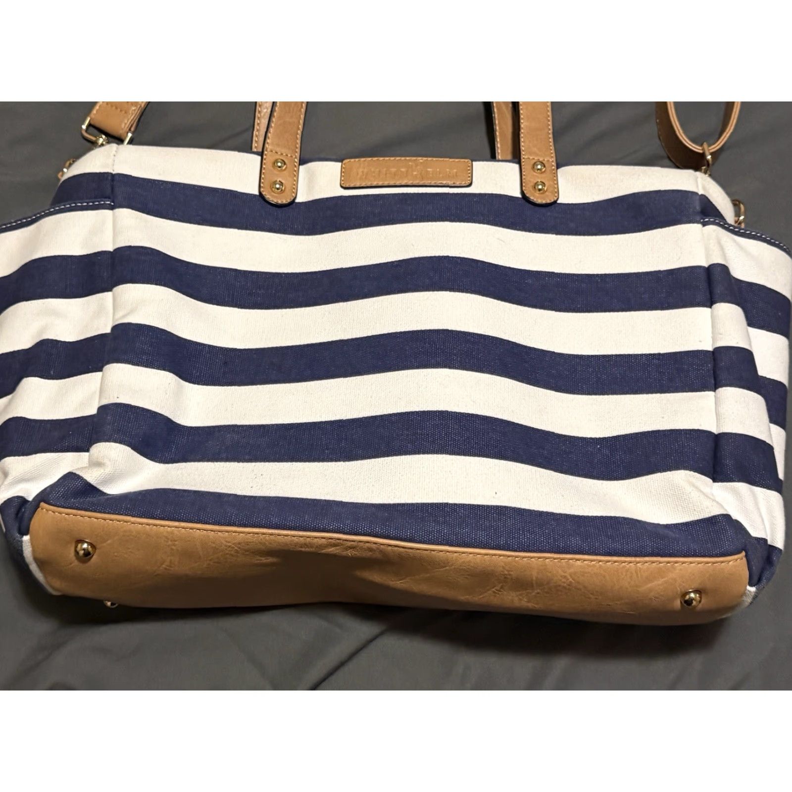 Vintage White Elm Blue & White Striped Tote Bag Purse Size ONE SIZE - 2 Thumbnail
