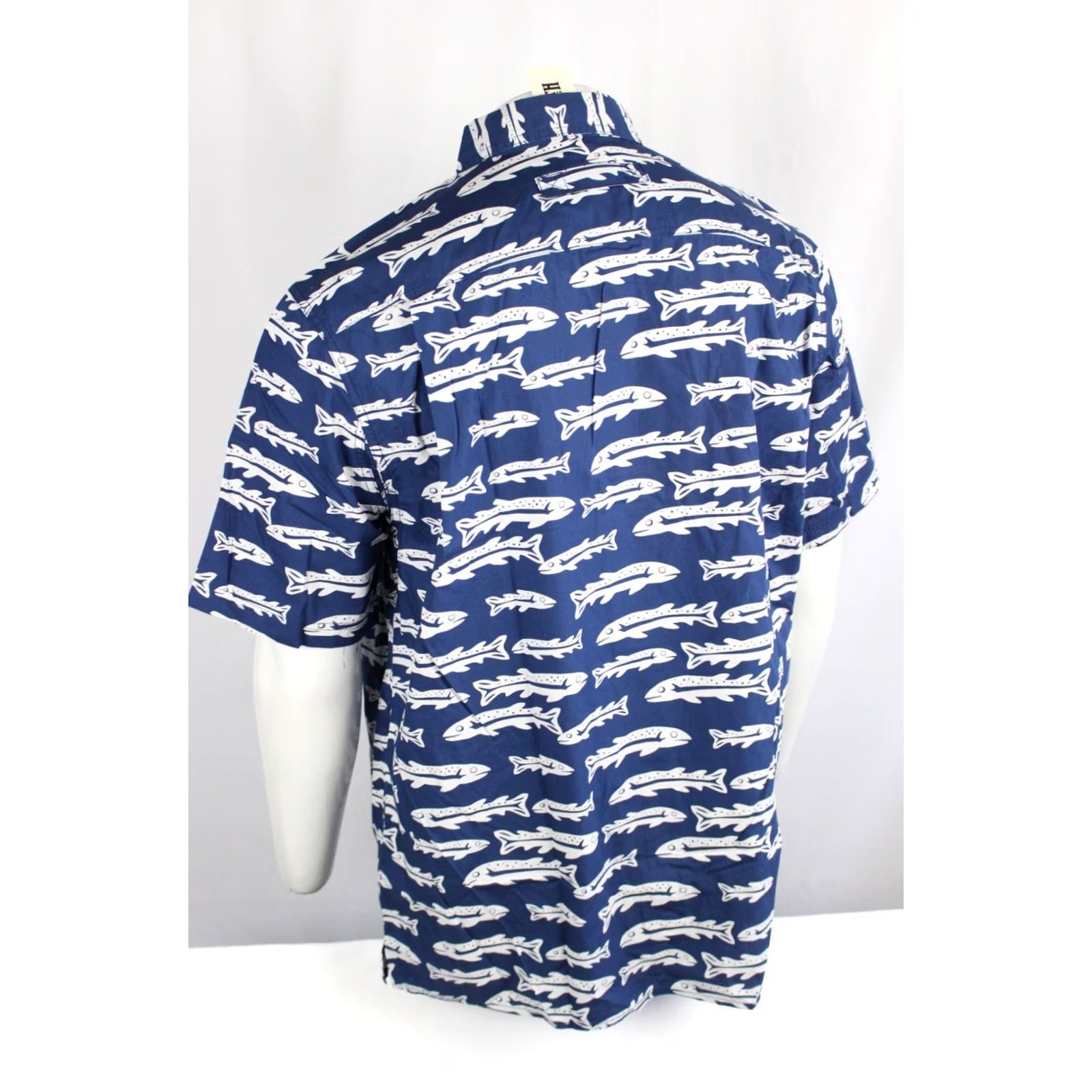 CO Duluth Trading Co Men's BBQ Relaxed Short Sleeve Button Shirt Large Tall Fish Blue Cotton 100% Button-Down Untucked Crewneck Casual Workwear 90s? Size US L / EU 52-54 / 3 - 2 Thumbnail