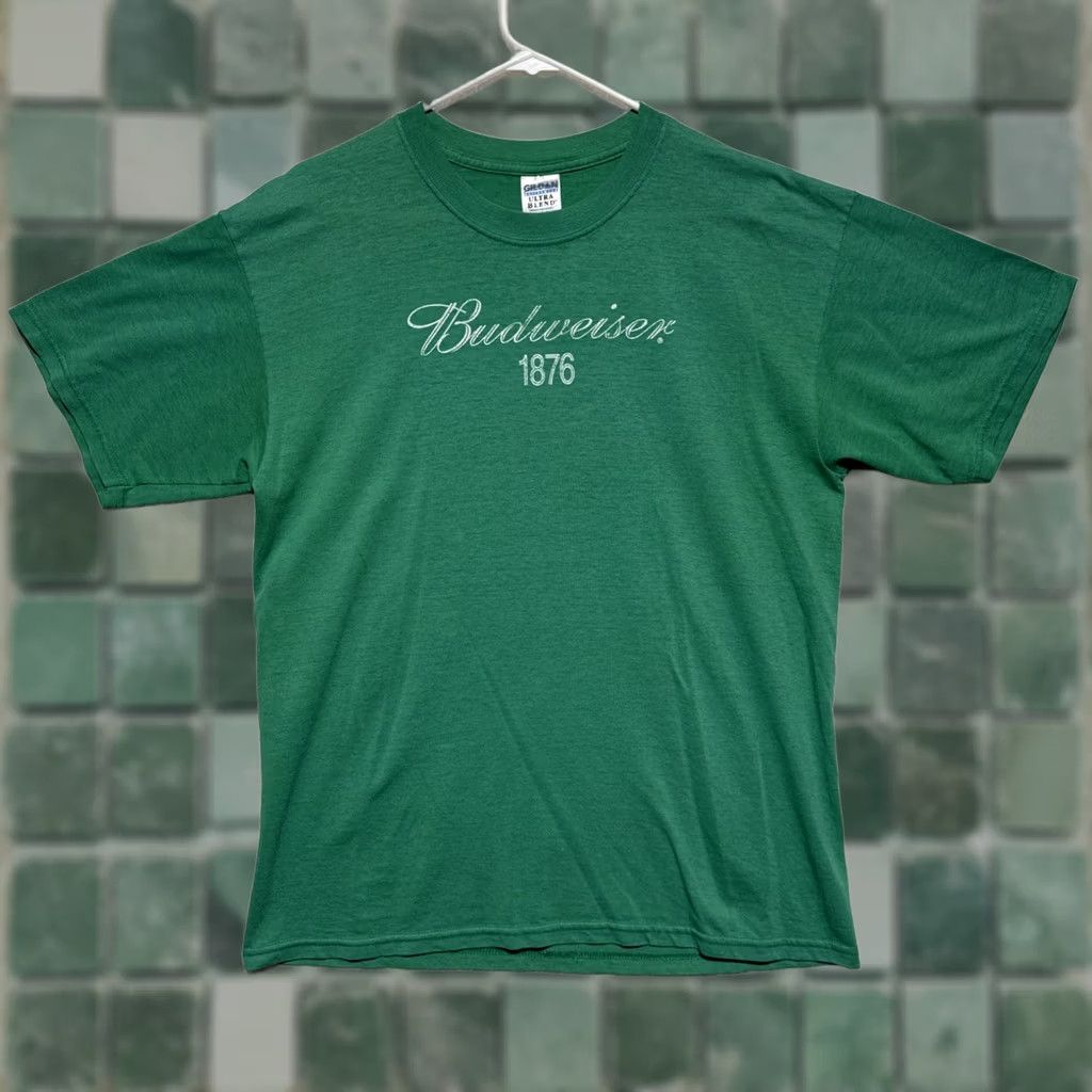 Gildan VINTAGE Budweiser 1876 Green T-shirt Men’s Size L Gildan Ultra Blend 90s Beer Crew Neck Short Sleeve Cotton Blend Size US L / EU 52-54 / 3 - 1 Thumbnail