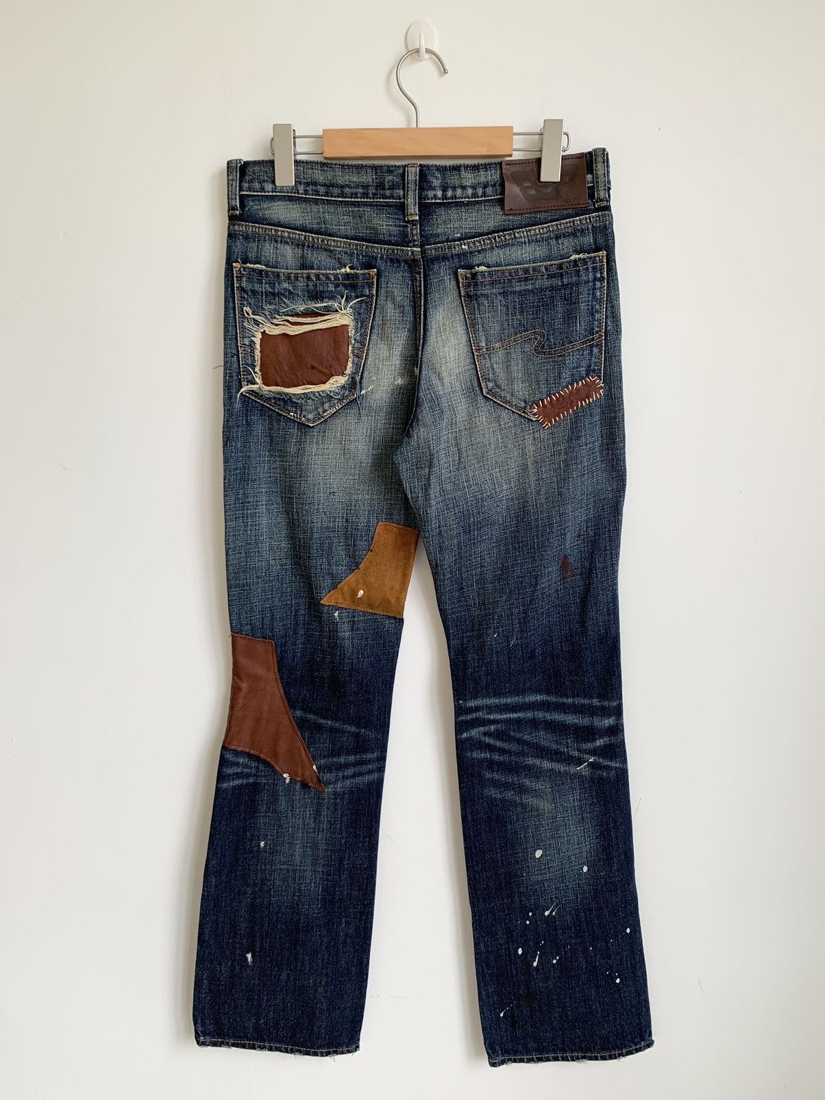 Japanese Brand Bonds & Peace Flared Bootcut Patchwork Distressed Size US 31 - 2 Thumbnail