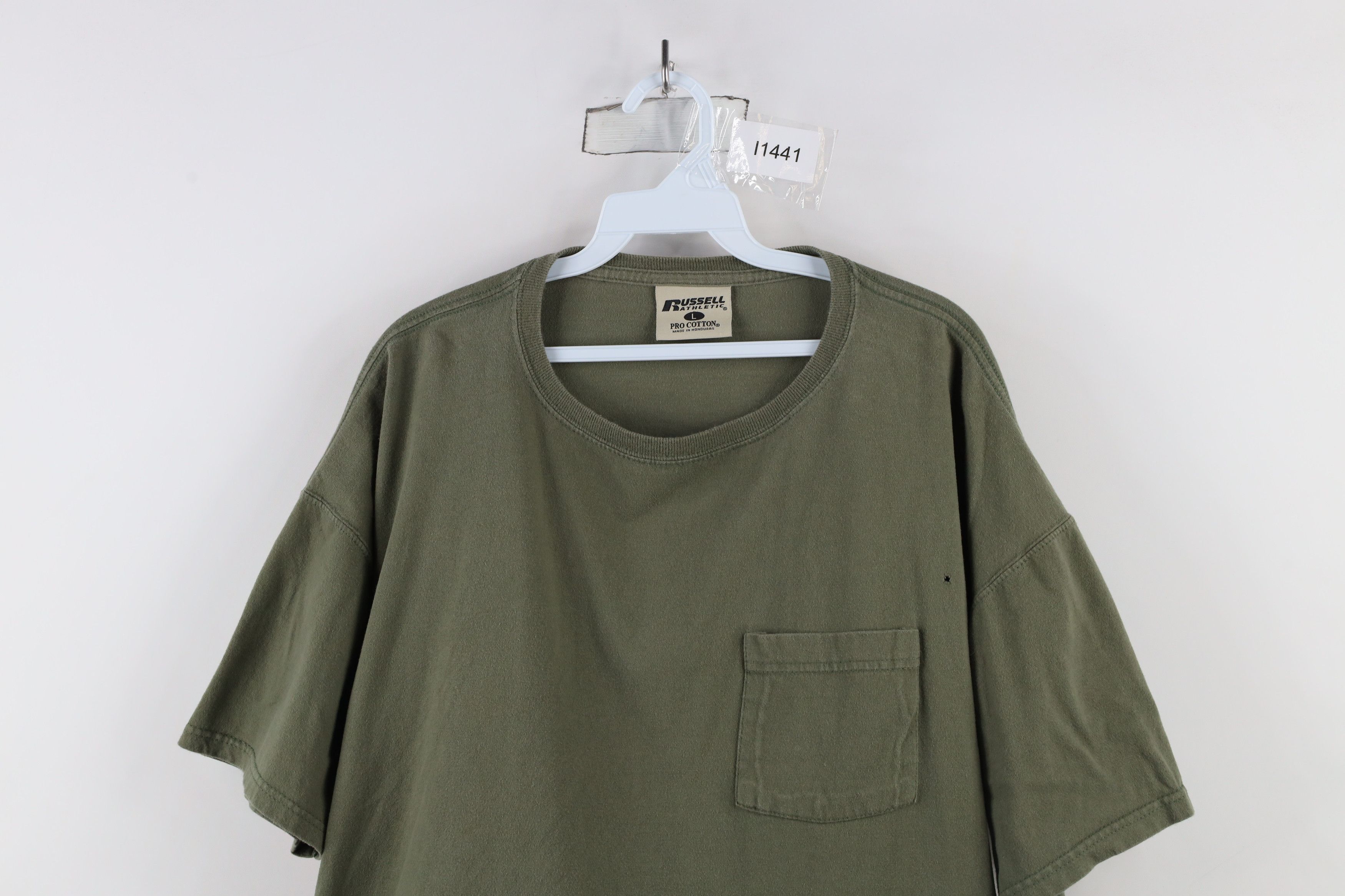 Russell Athletic × Vintage Vintage 90s Russell Athletic Cotton Pocket T-Shirt Green Size US L / EU 52-54 / 3 - 2 Thumbnail