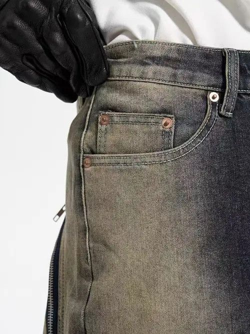 VIBE High street style large zipper gradient washed bootcut jeans Size US 34 / EU 50 - 4 Thumbnail