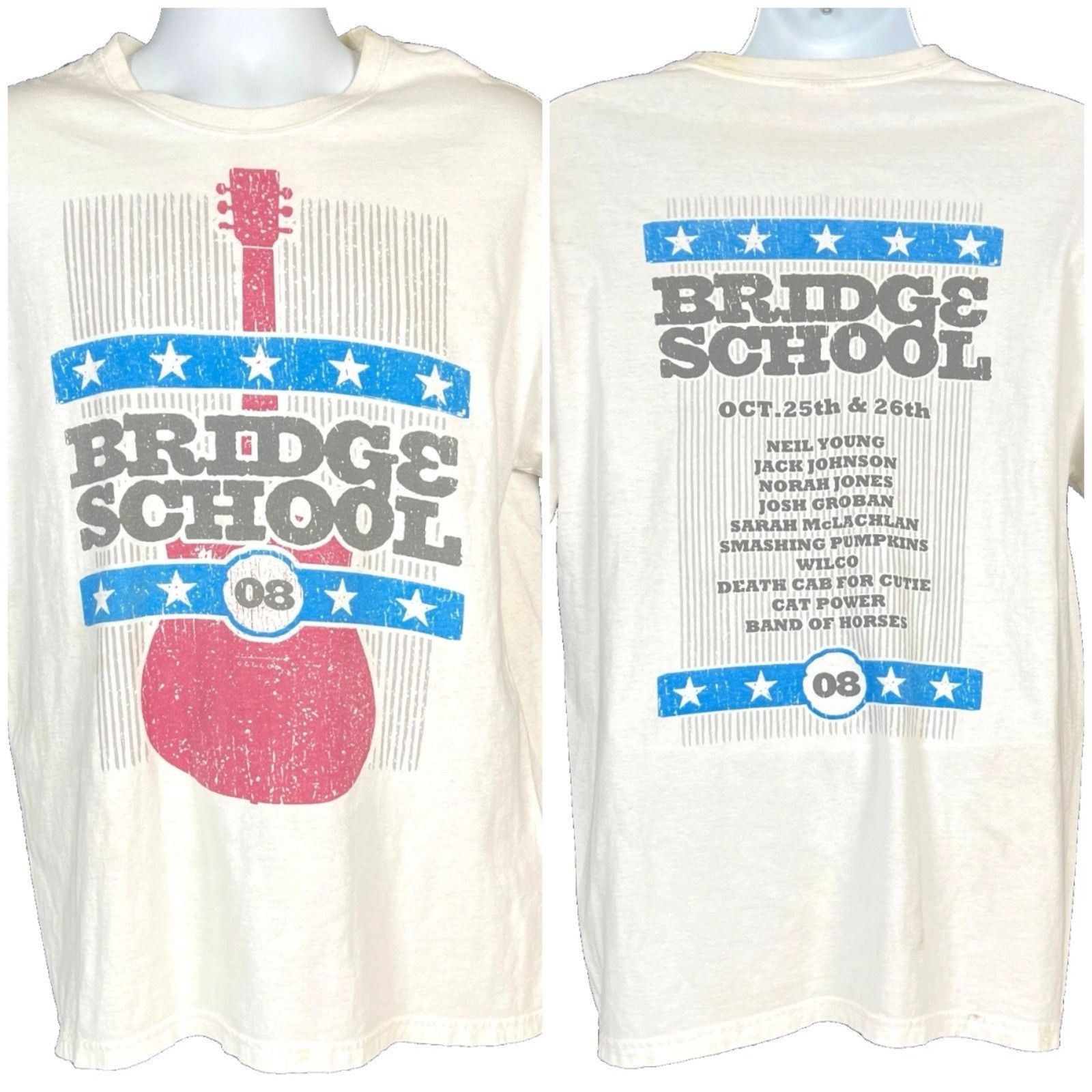 Hanes Bridge School Neil Young 2008 Mens Concert Shirt size Large Size US L / EU 52-54 / 3 - 1 Thumbnail