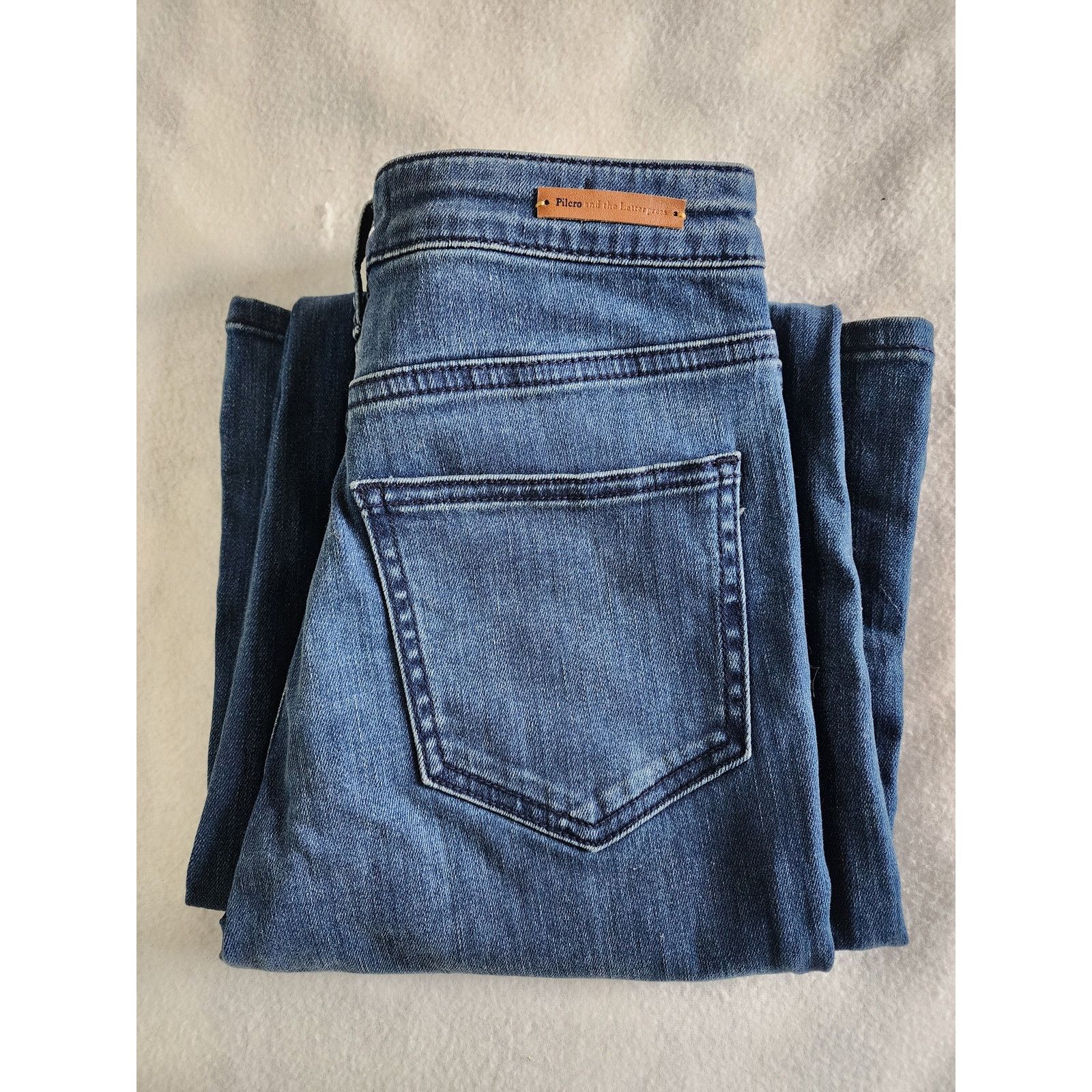 Anthropologie Pilcro Stet Braided Leather Flare Retro Boho Jeans Size 25 Size 25" / US 0 / IT 36 - 7 Thumbnail