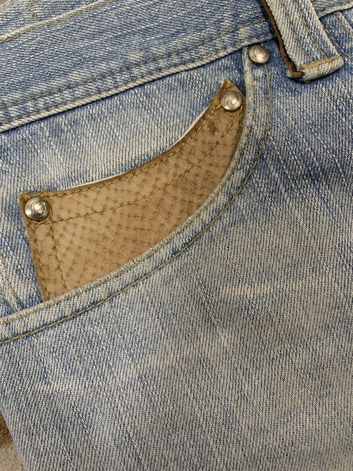 Tornado Mart Vintage NCFM Leather Pocket Clawmark Distressed Jeans Size US 32 / EU 48 - 5 Thumbnail